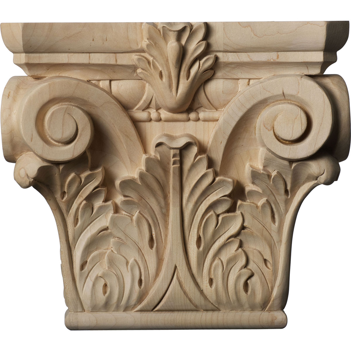 Ekena Millwork CAP09X03X08FLCH Corinthian 9-1/2-in x 8-in Cherry UnfinishedCapital Entry Door Casing Accent