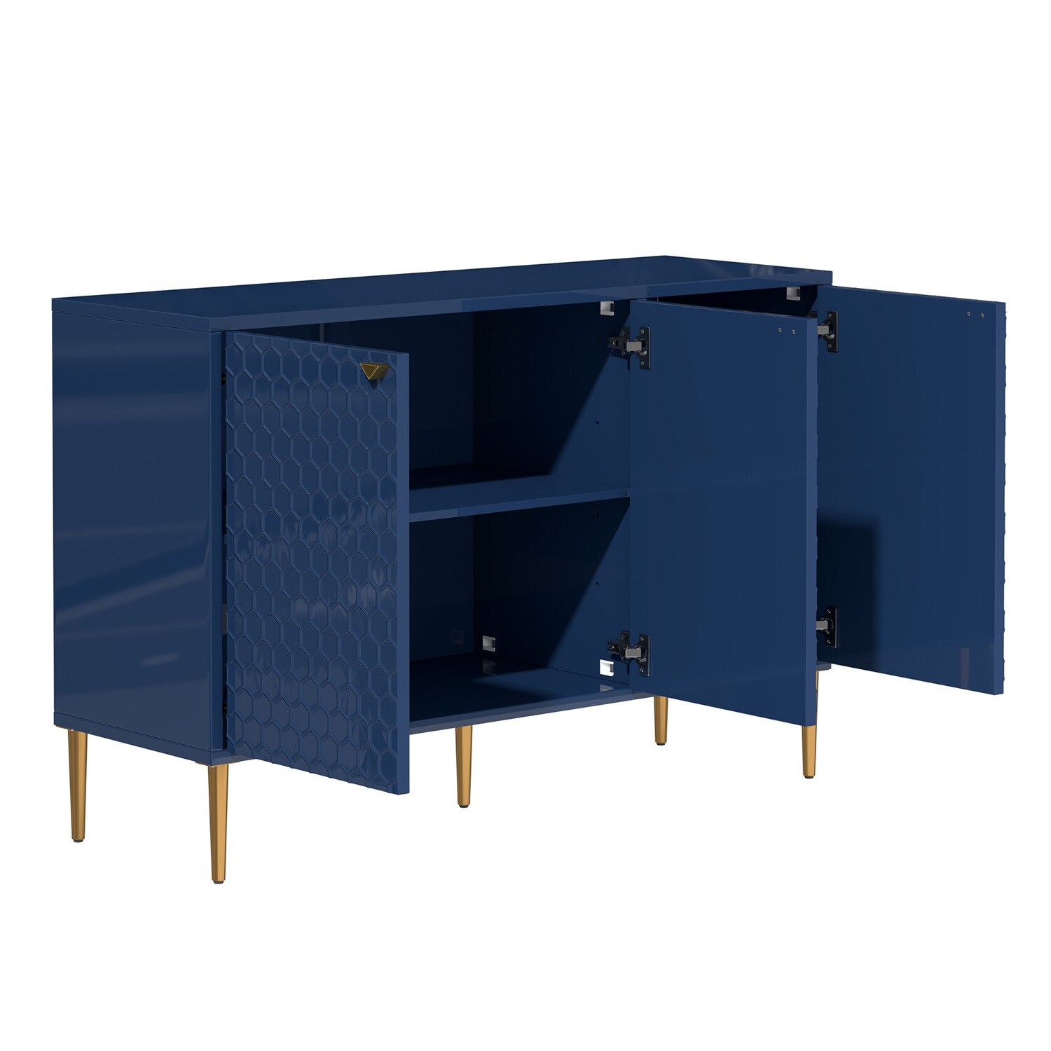 Blue Honeycomb Pattern MDF Office Cabinet with Adjustable Shelving