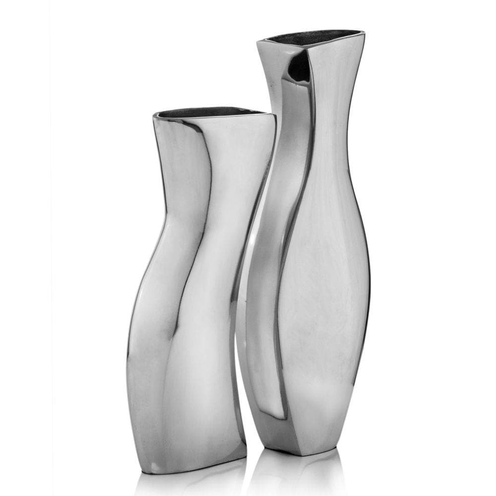 HomeRoots 354598 2 -Pack Silver Aluminum Modern Vase