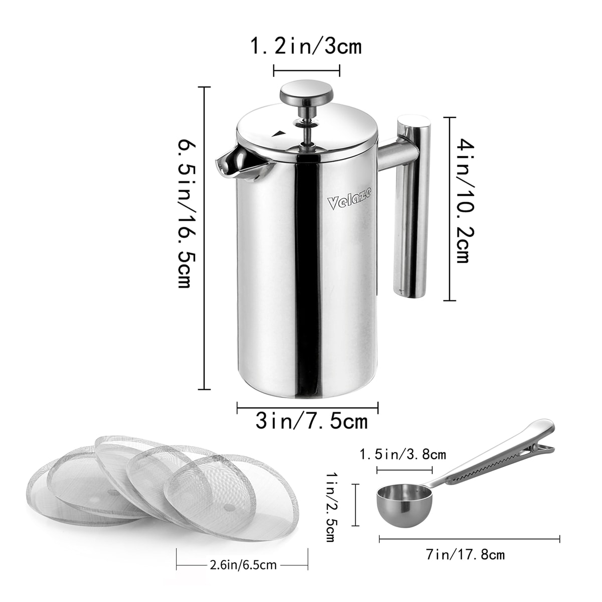 Zulay Kitchen - Premium French Press Coffee Pot and Milk Frother Set