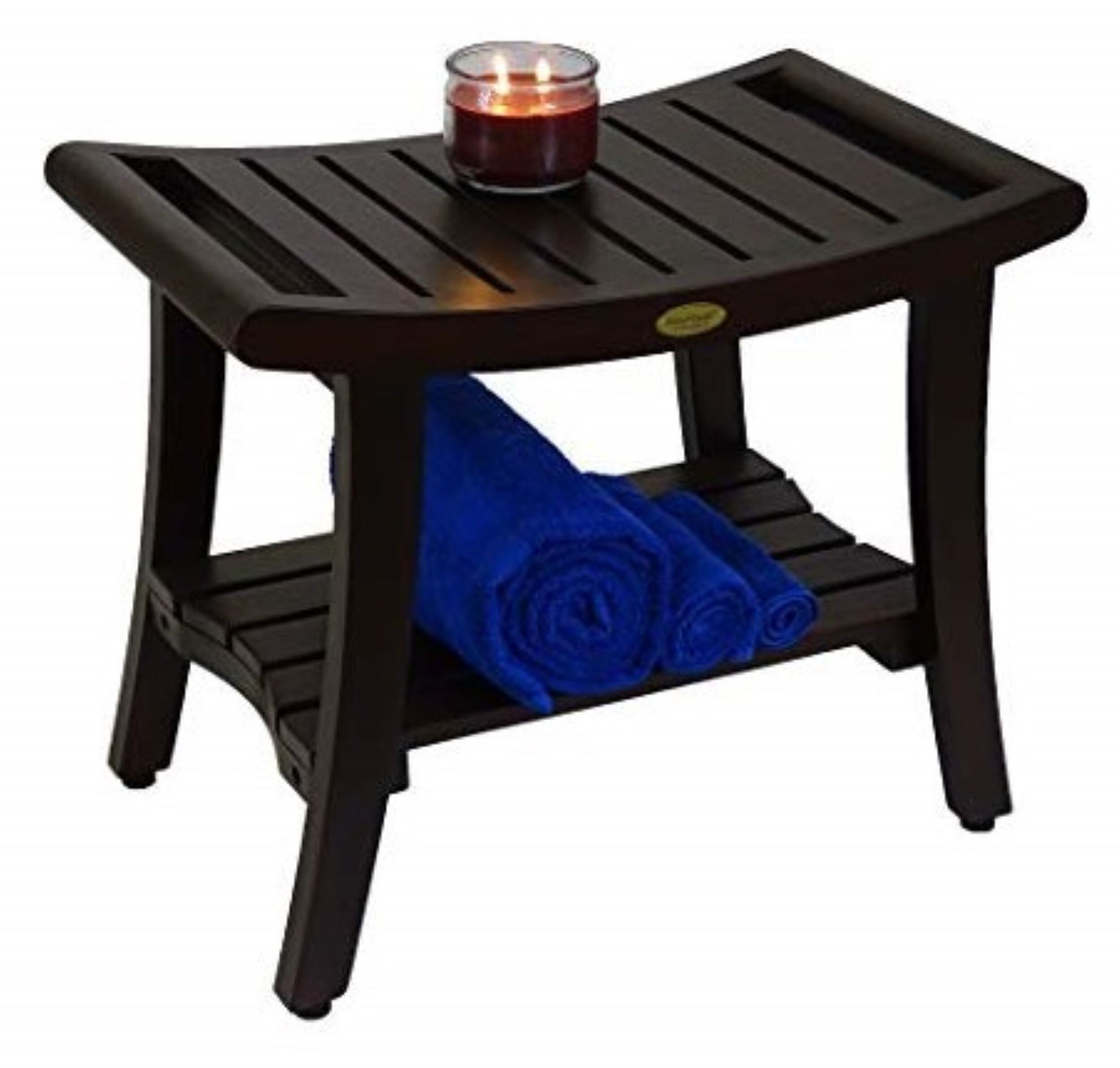 Elegant Harmony 24" Wide Teak Wood Safety Shower Bench with Shelf