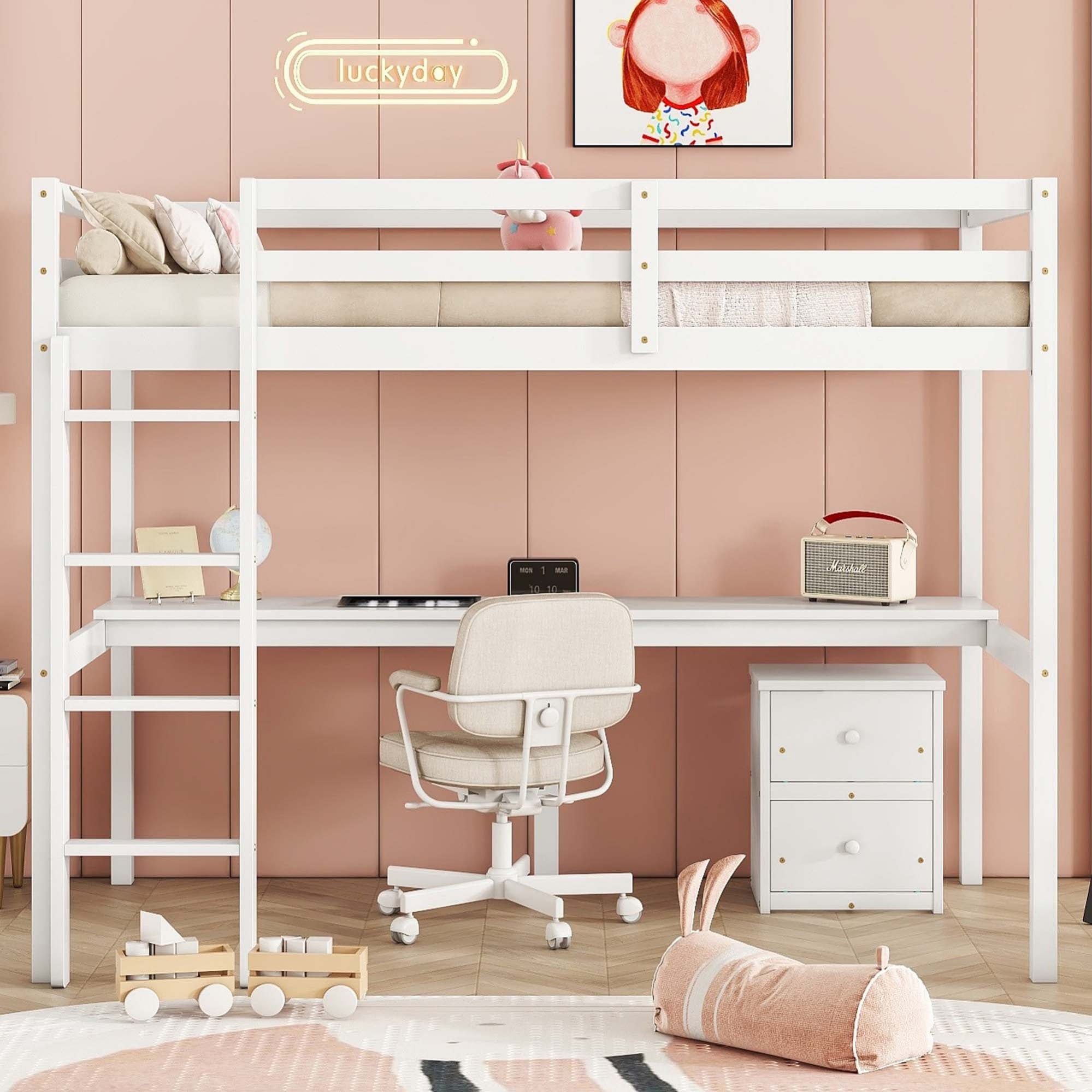 Sunrinx MG11-BD-12 White Twin loft Bunk Bed