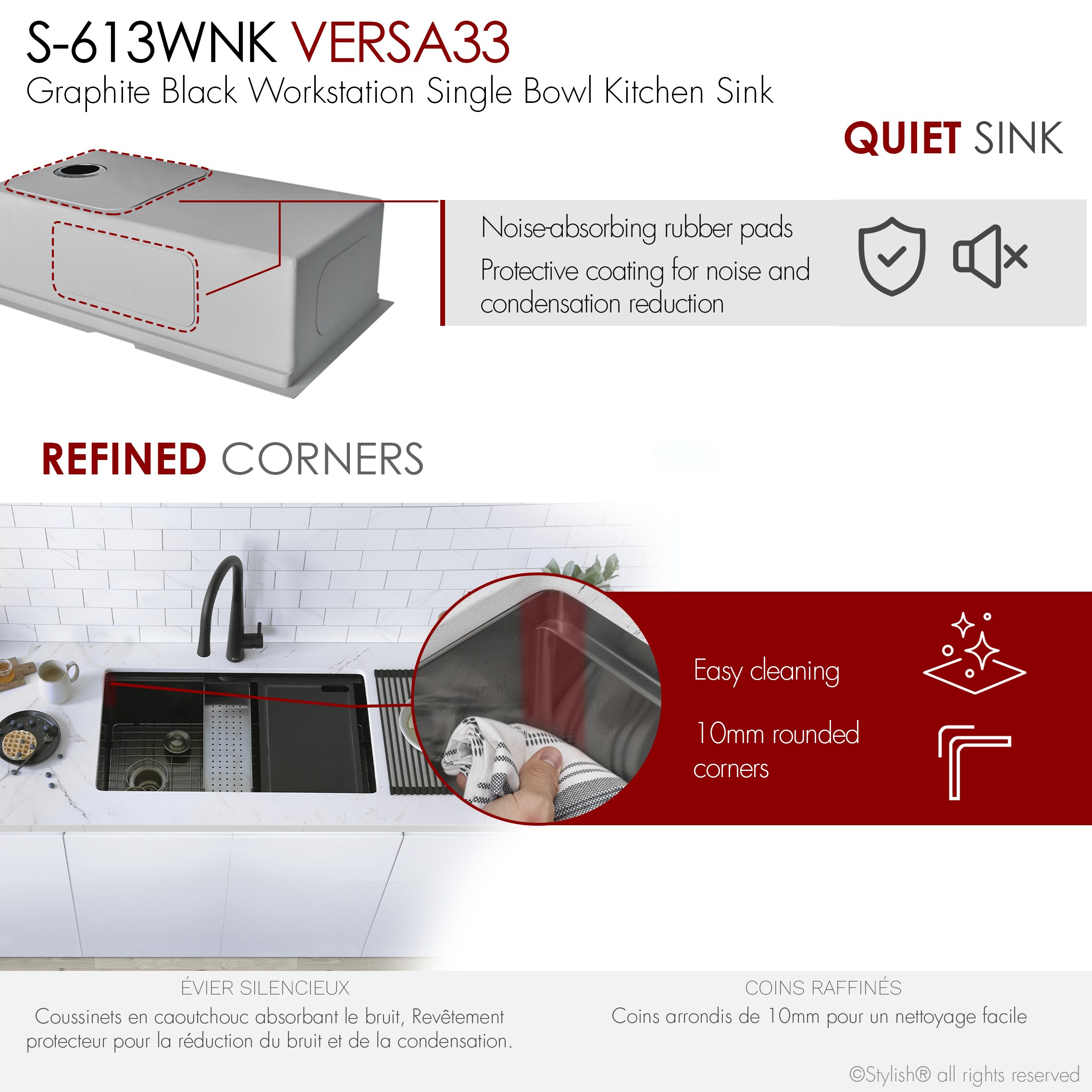 Stylish S-613WNK Kitchen-Sinks - View #5