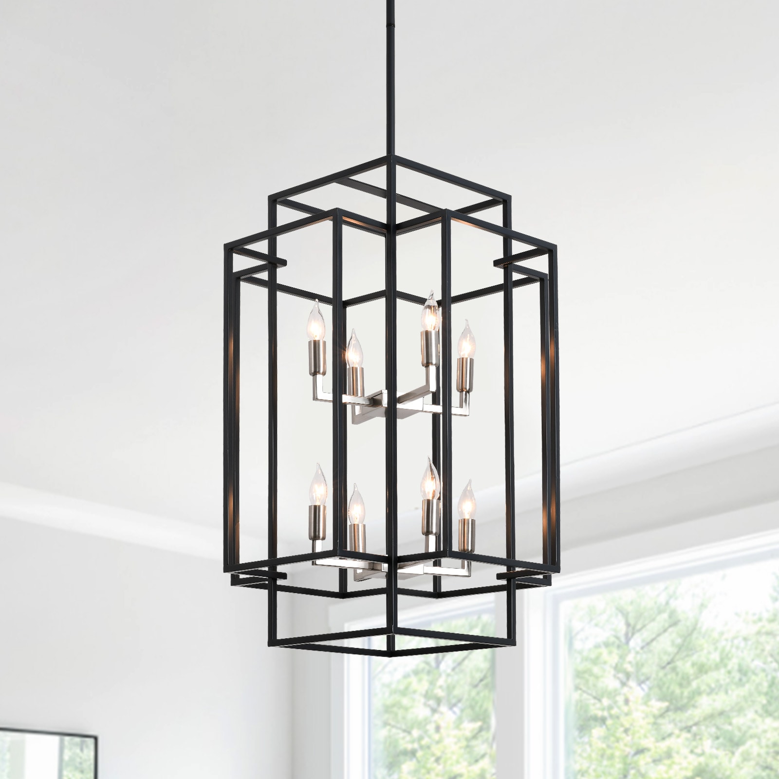 WELLFOR VTZEL44VS WC Pendant Light 8 -Light Black Modern/contemporary Geometric Large Hanging Pendant light