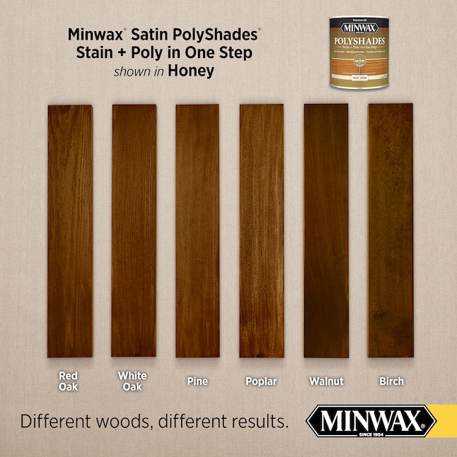 Minwax PolyShades 4-Pack Oil-Based Honey Semi-Transparent Satin Interior  Stain (1-Quart) in the Interior Stains department at Lowes.com