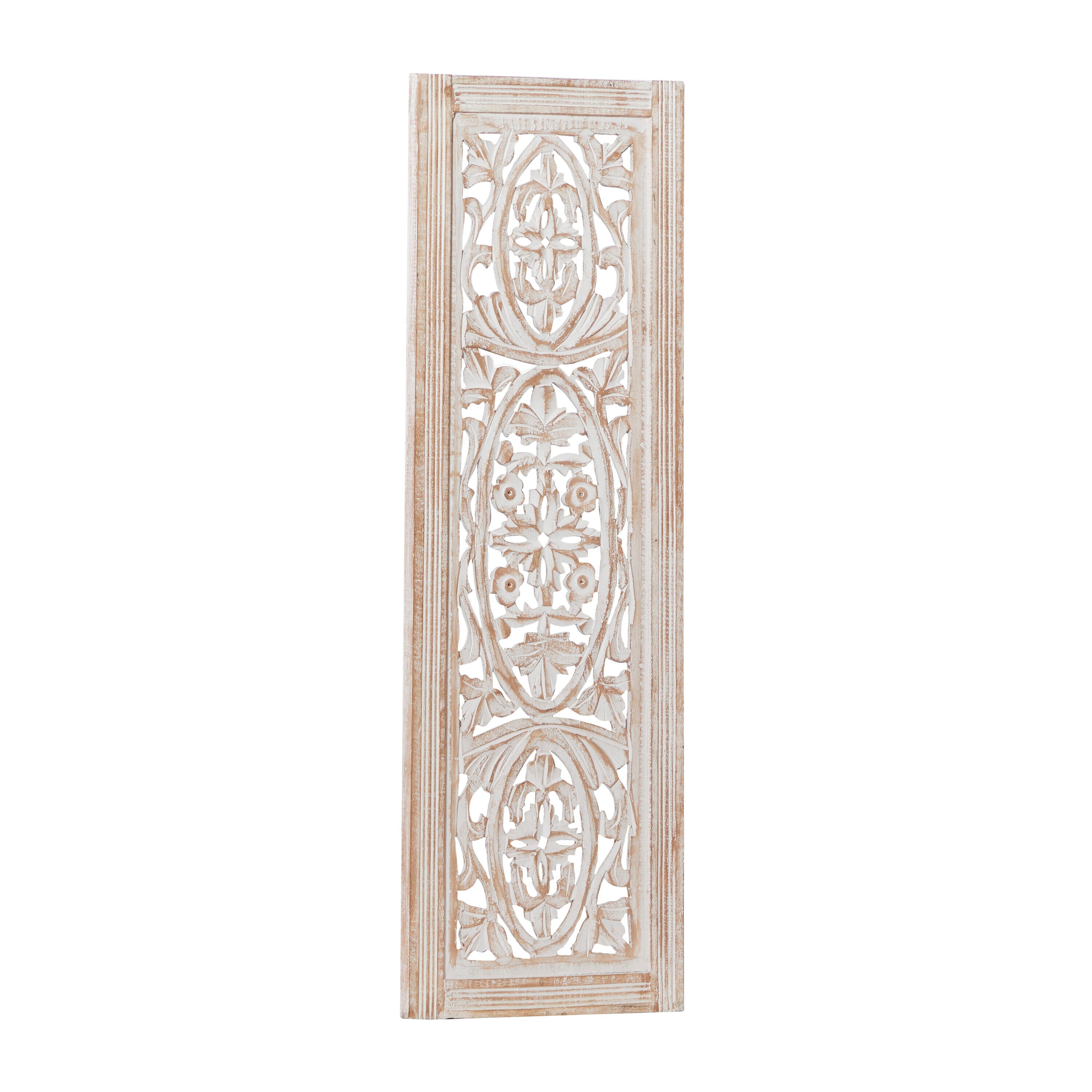 Grayson Lane 12-in W x 36-in H Wood Floral Handmade Intricately Carved ...