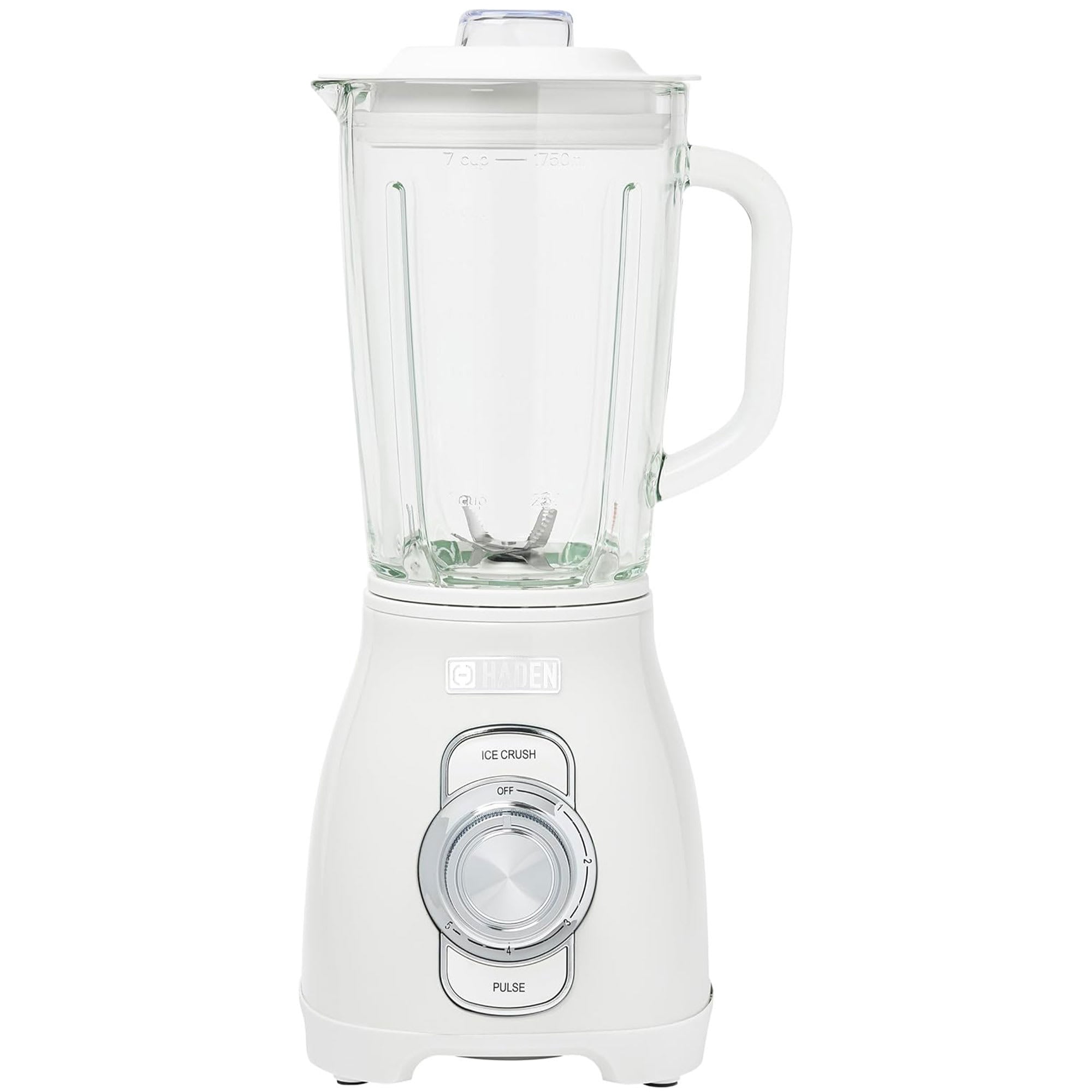 Haden Power Blender 1.75 Liter Glass Jug High Power 700W Motor 5 Speed Settings Pulse and Ice Crush Buttons Stainless Steel Ivory Chrome #405994