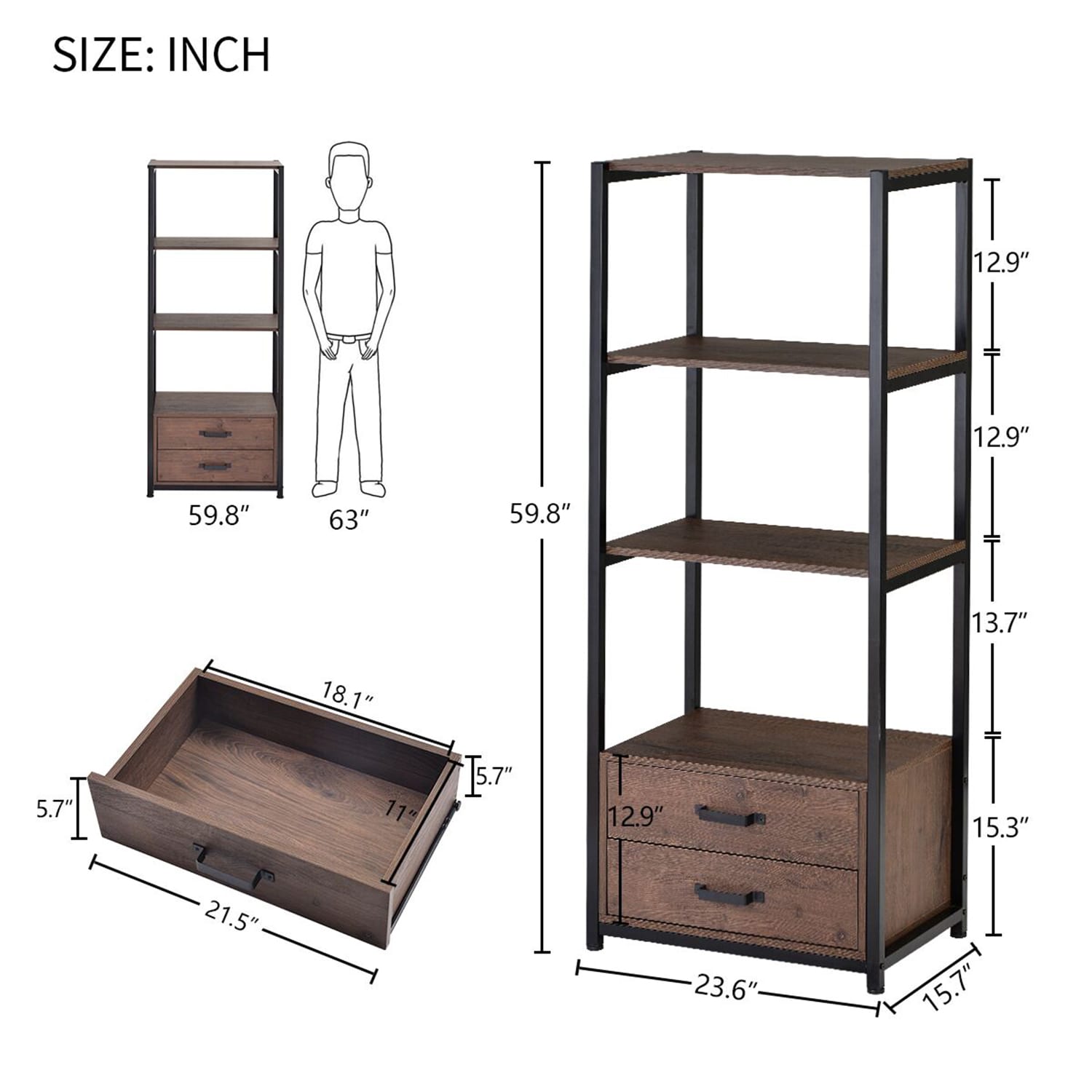 Mondawe MA-N25173BK bookcases - View #8