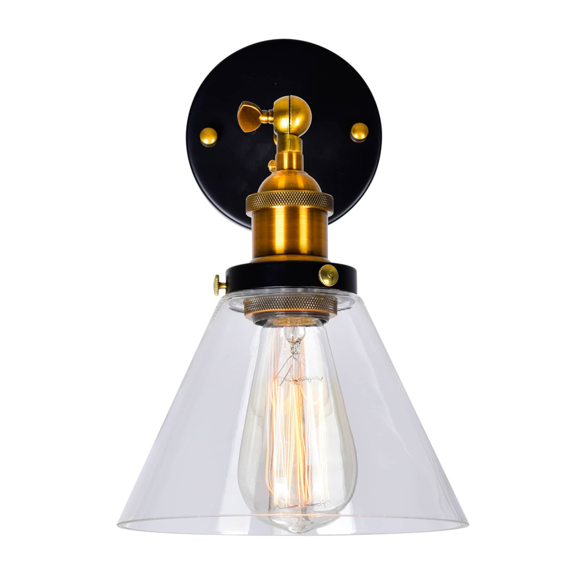 Eustis 12" Black and Gold Brass Direct Wired Sconce