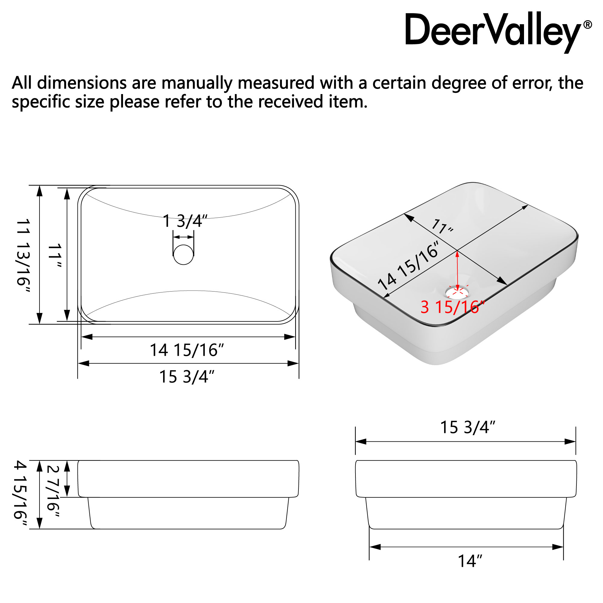 DeerValley DV-1V0347 Bath-Sink - Thumbnail View #3