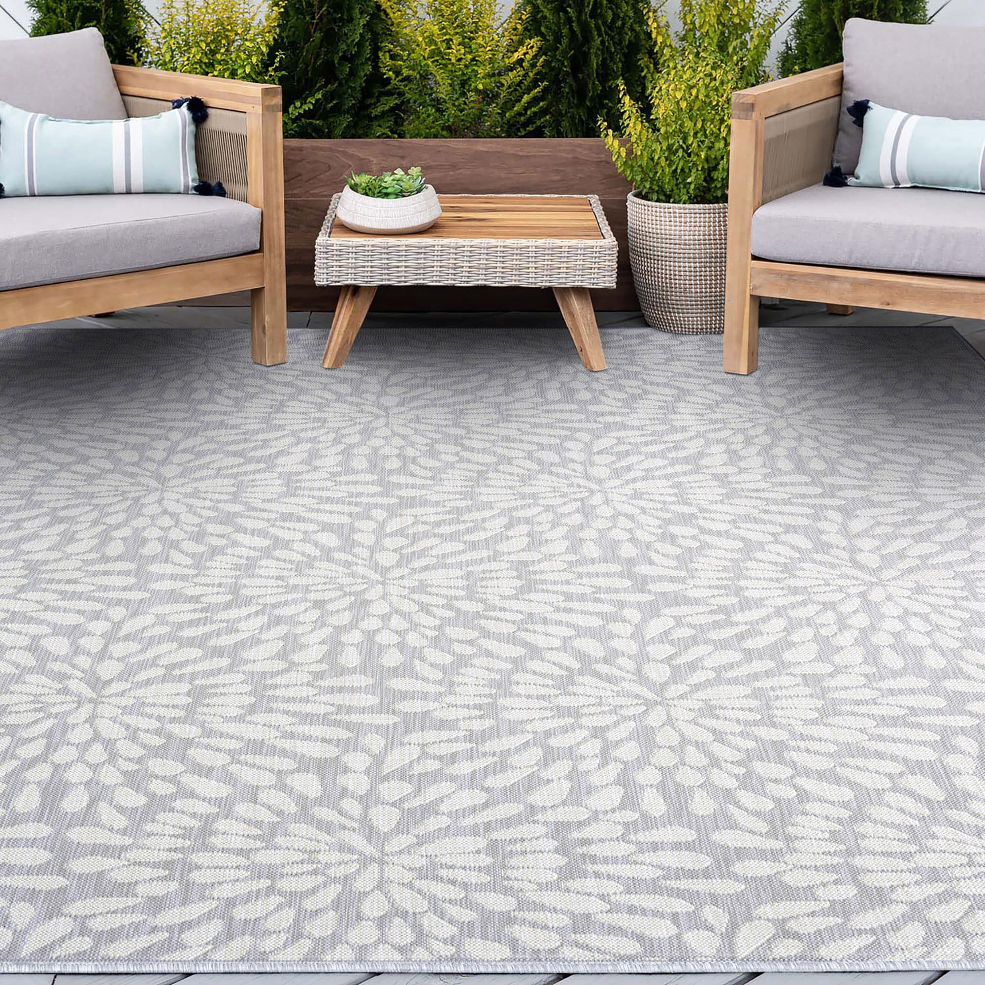Tayse ECO1904 5X8 Eco 5 x 8 (ft) Flatweave Polypropylene Gray Rectangular Indoor/Outdoor Coastal Area rug