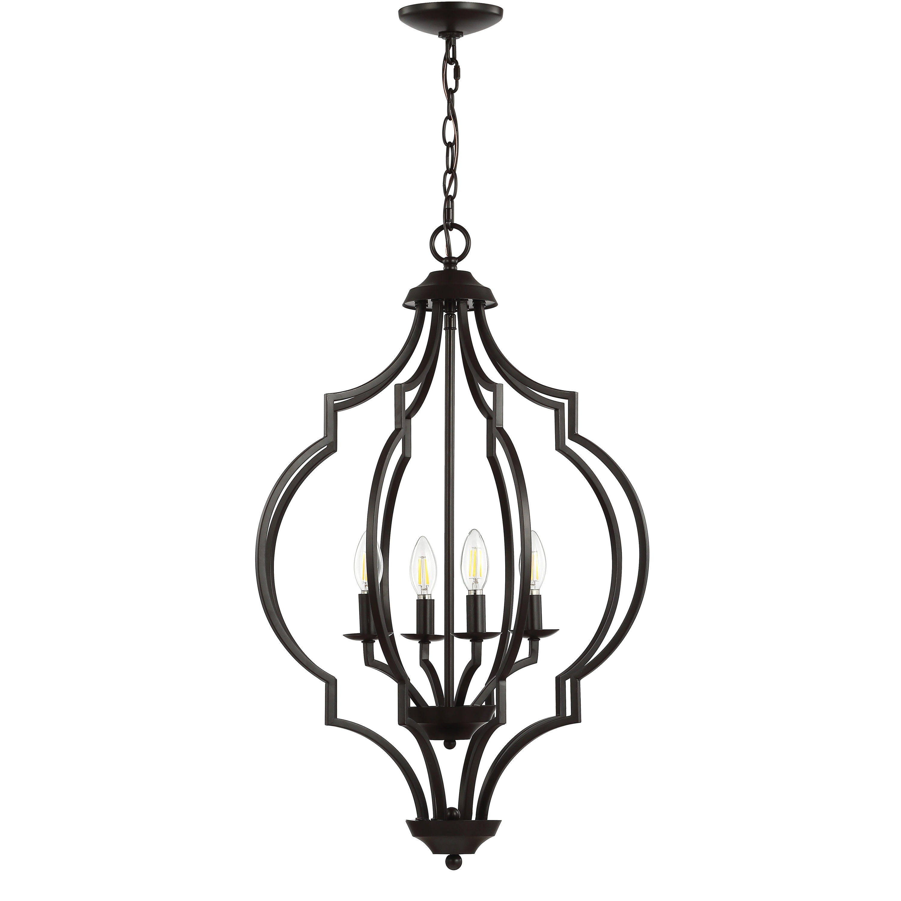 Selema 19" Oil-Rubbed Bronze Geometric LED Pendant with Adjustable Chain