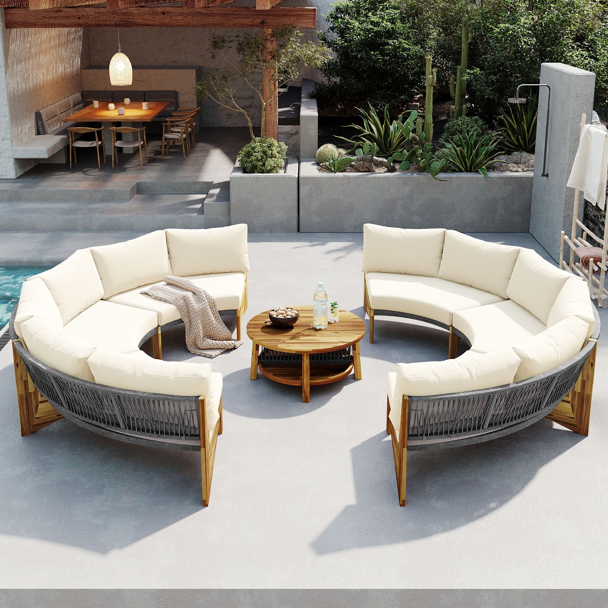 Mondawe MA-GCS33-5 6 -Piece Patio Conversation Set with Off-white Cushions