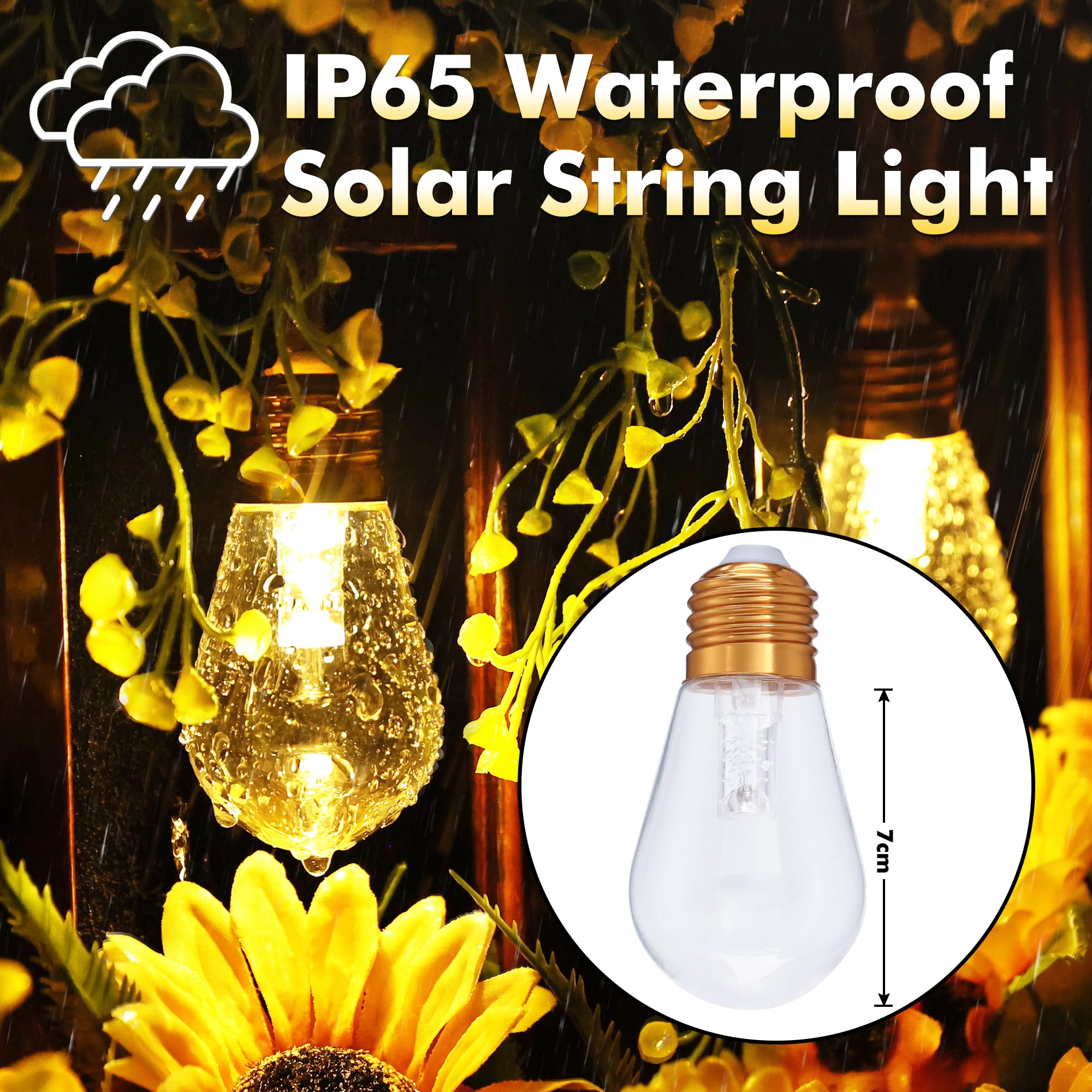 LAIFUCAM Solar String Lights Outdoor 20Ft Vintage Rope Hemp Color ...