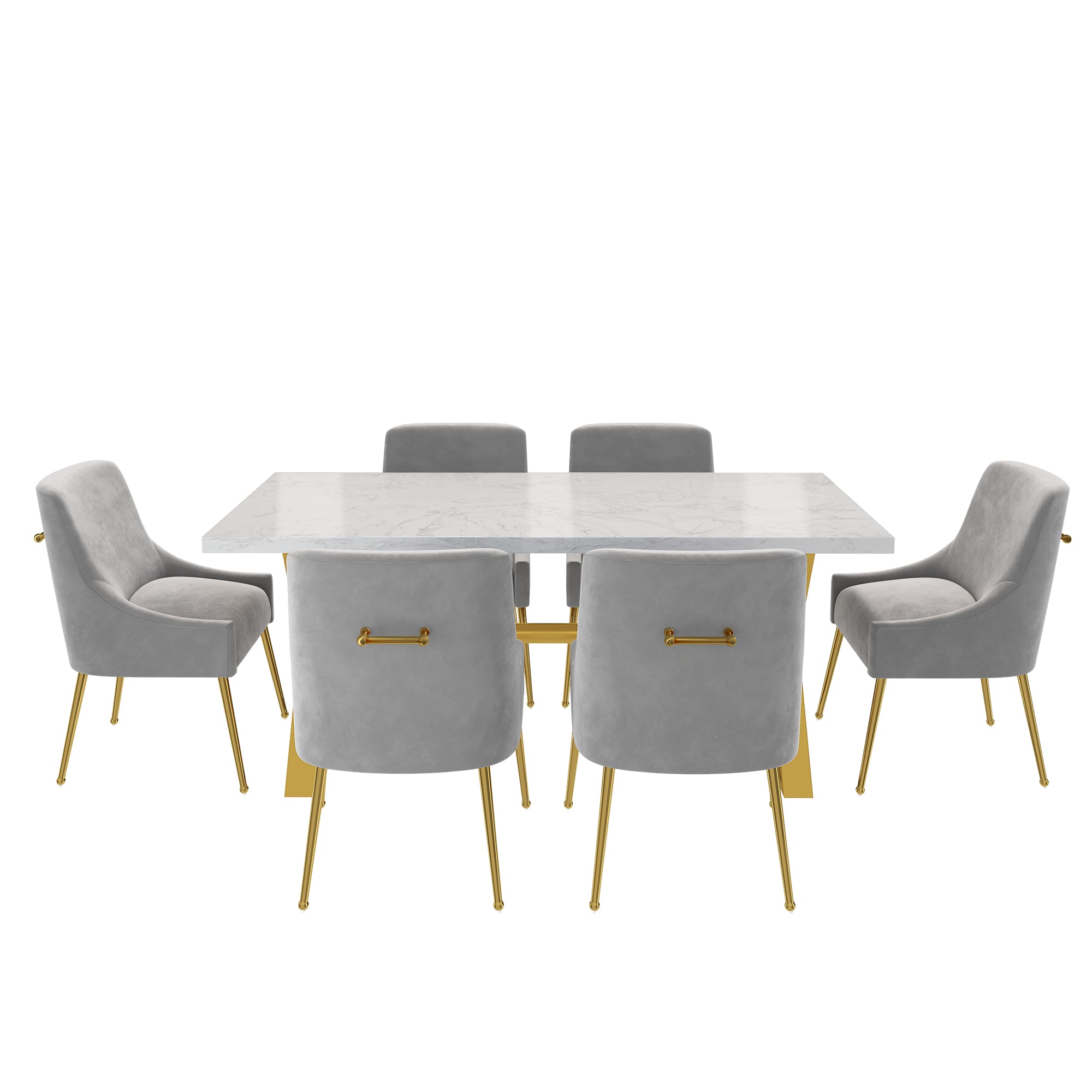 Clihome CL-DLS700GREY Gray Chair/White Table Contemporary/Modern Dining Room Set with Rectangular Table ( Seats 6 )