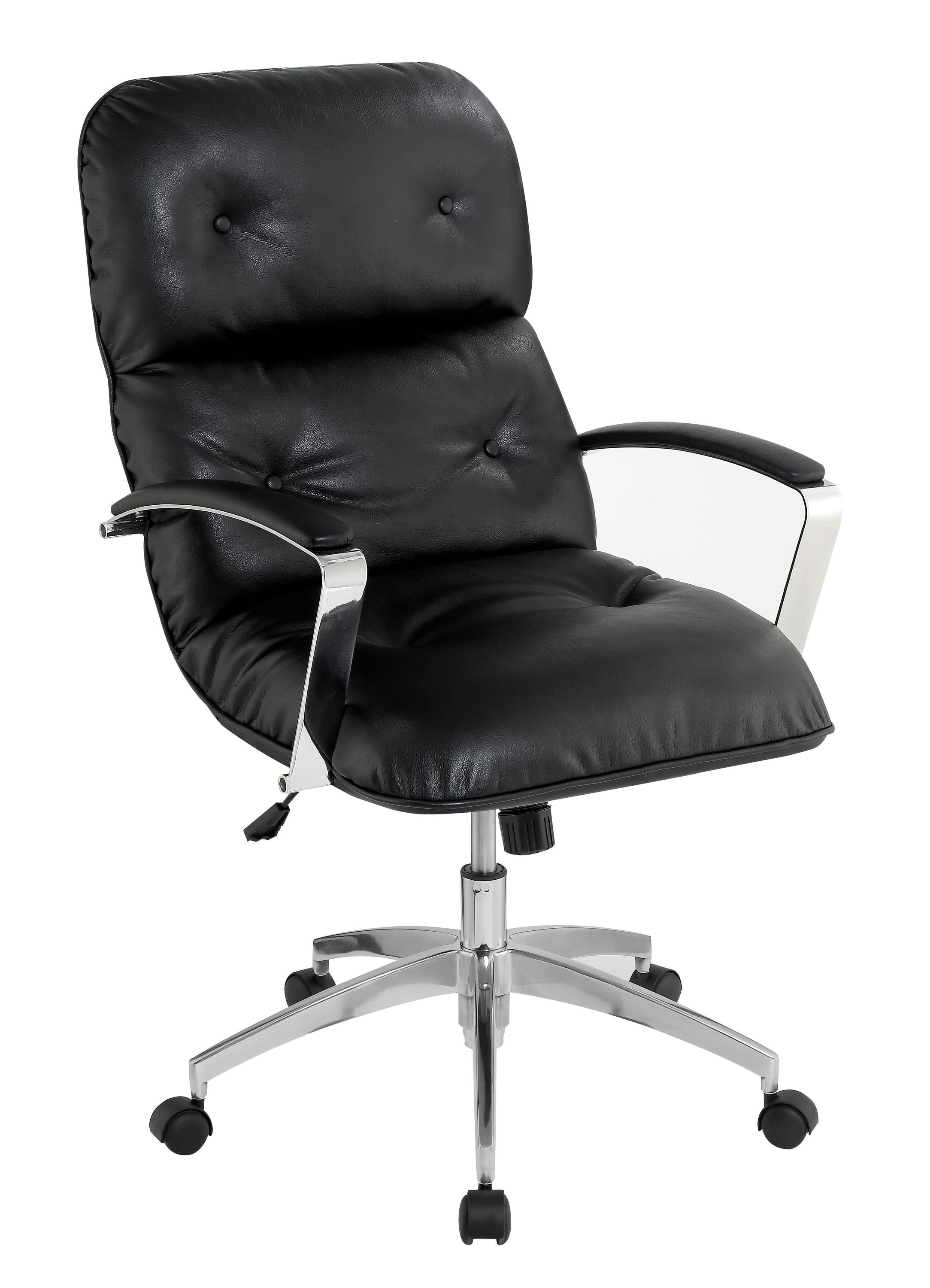 Furniture of America Wyatt Black Contemporary Adjustable Height Swivel Faux  Leather Executive Chair in the Office Chairs department at 