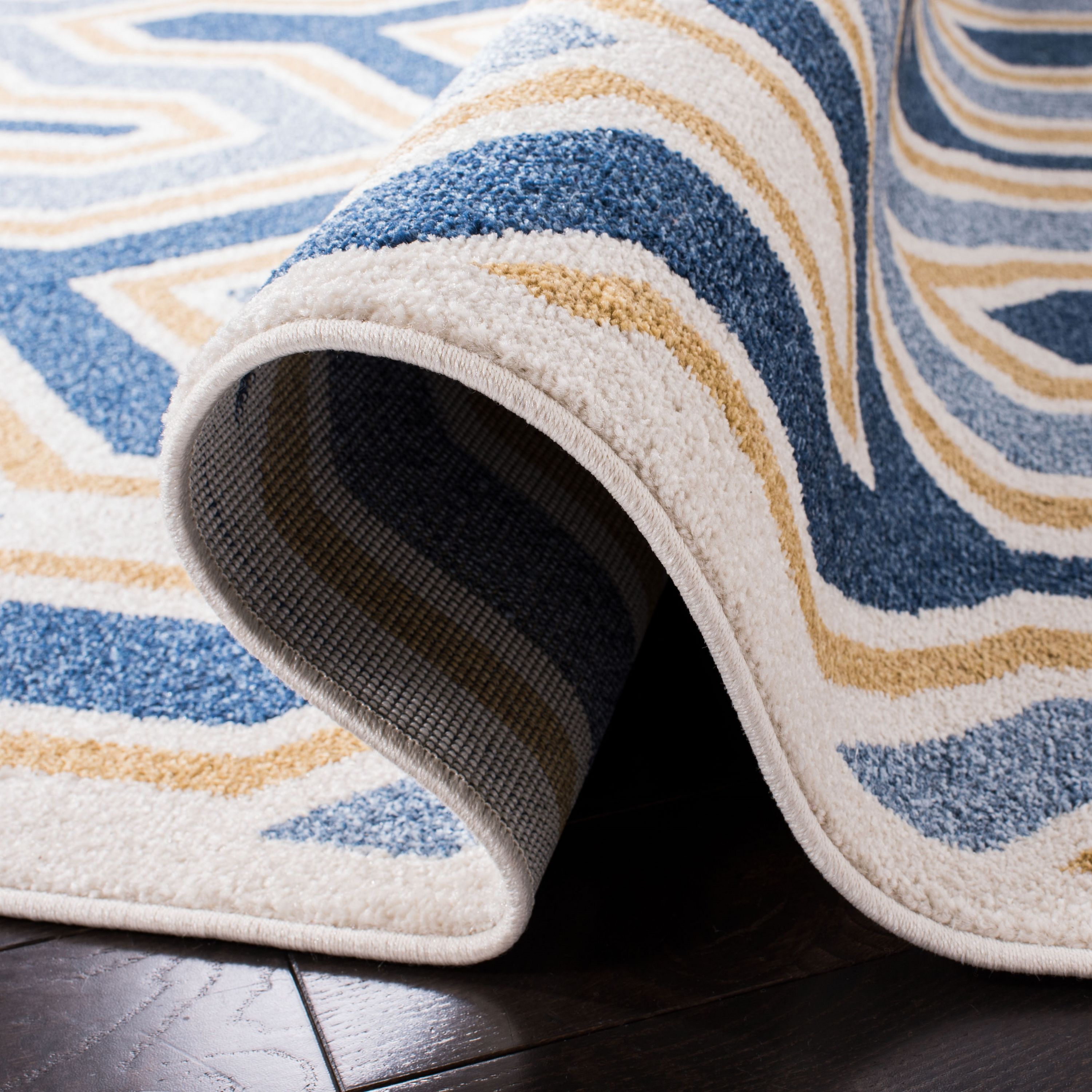 Safavieh Amherst Barkley 3 x 5 Ivory/Gold Indoor/Outdoor Abstract Mid-Century Modern Throw Rug