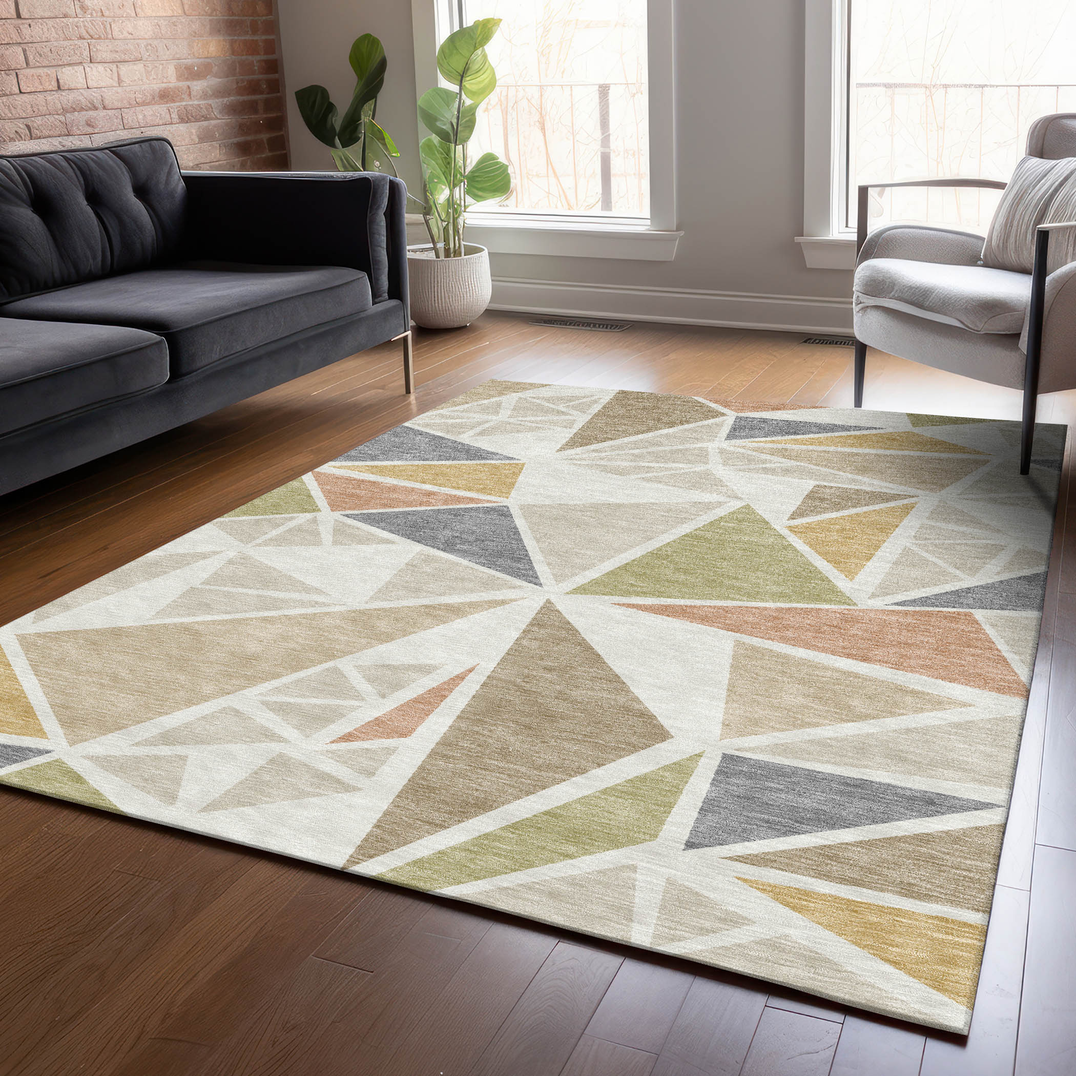 Addison Rugs ACN1039IV30X46 Chantille ACN1039IV 2 x 3 (ft) Polyester Ivory Rectangular Indoor/Outdoor Geometric Machine washable Area rug