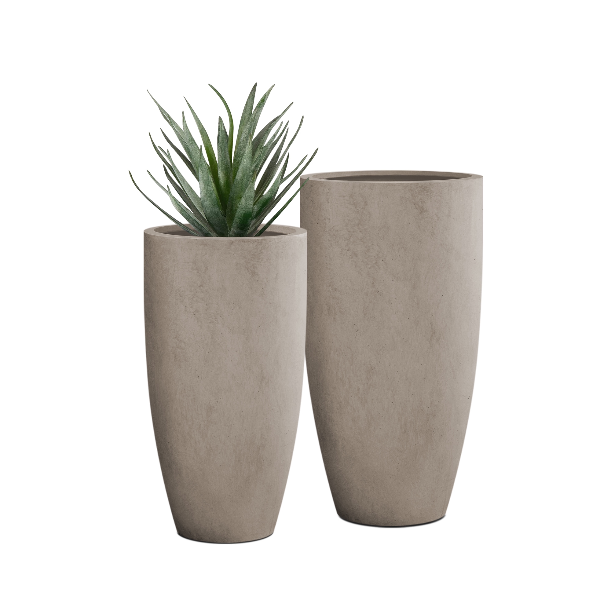 PLANTARA PA099S2-8021-2 2 -Pack Rectangle 31.4-in W Extra Large Brown Concrete Contemporary/Modern Indoor/Outdoor Planter with Drainage Holes