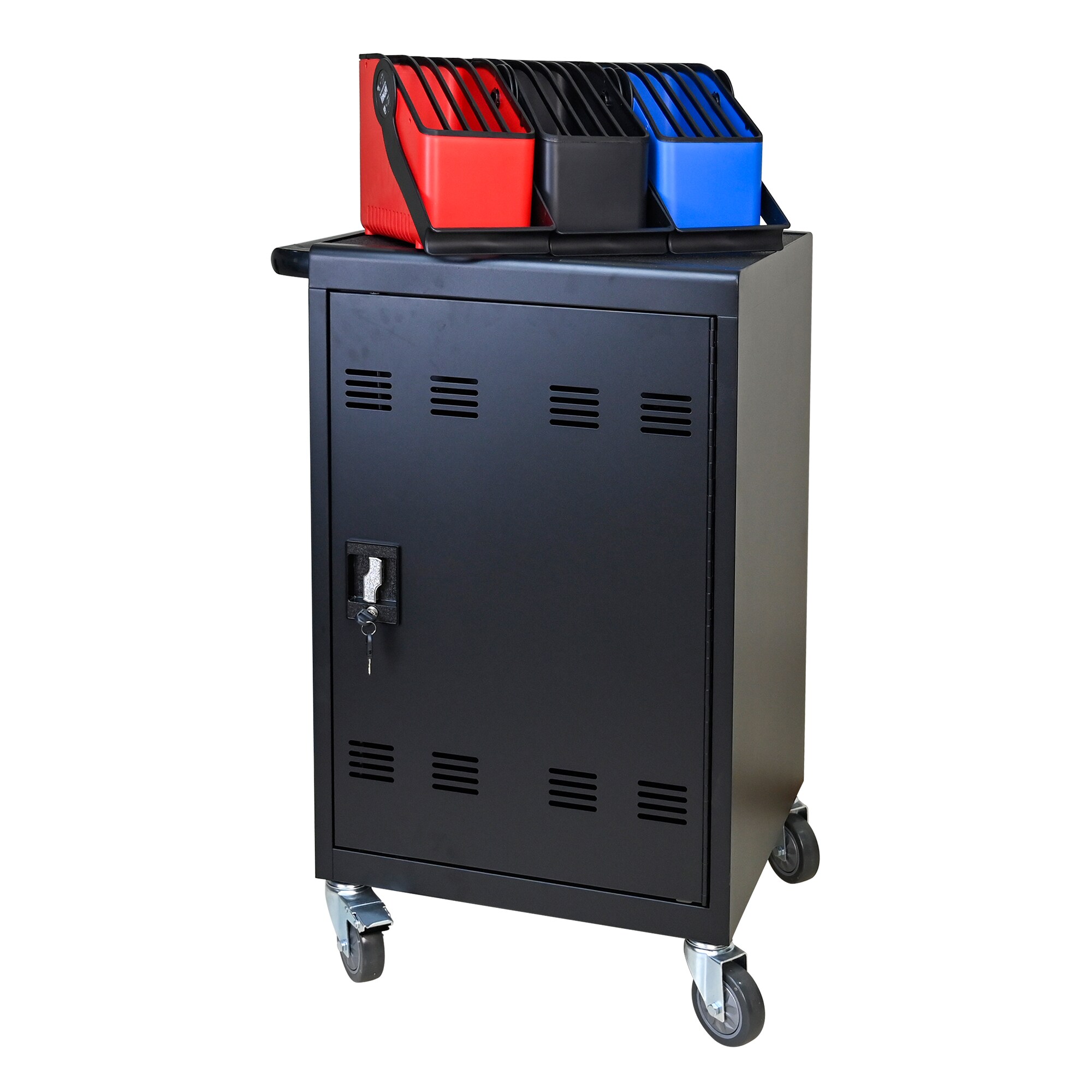 LOVMOR SF-Y-W1102P222901 Tablet Laptop 32-bit-Plastic Device Basket Device for Mobile Charging Trolley Includes Cable Management Dividers Cable Clips Storage Compartment and Removable Doors