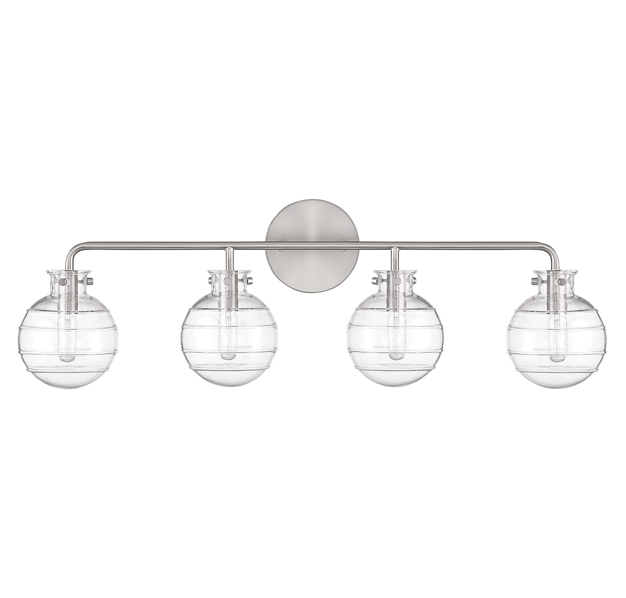 Satin Nickel 4-Light Vanity with Clear Swirl Glass Shades