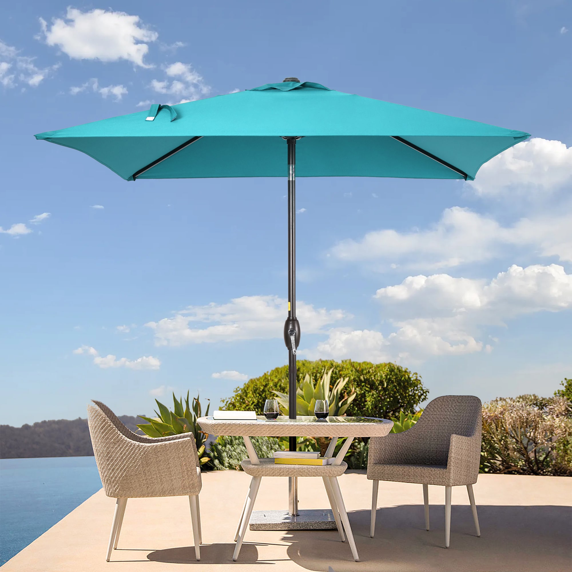 ACEGOSES LW-6565LB 6.5-ft Steel Blue Push-button Tilt Market Patio Umbrella