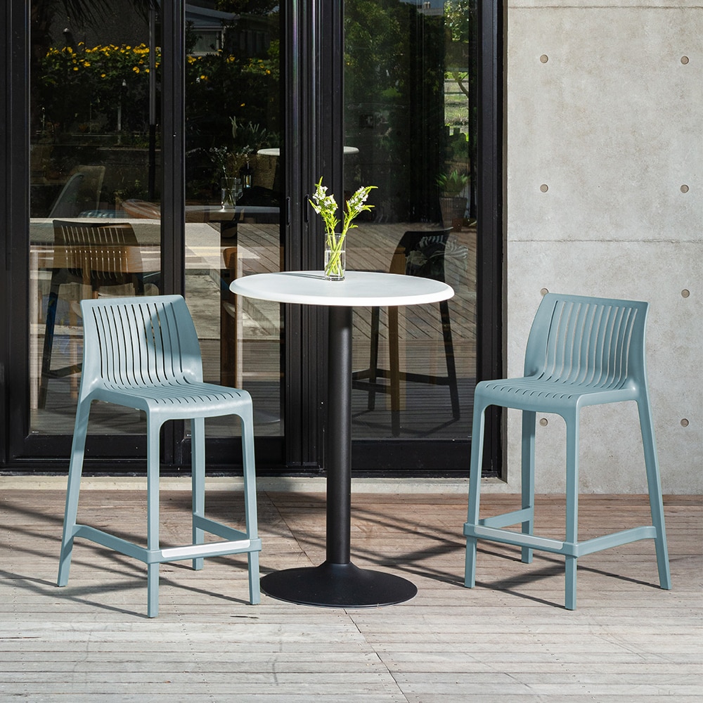 Lagoon 7203B9-BCLGS Milos Set of 2 Stackable Baby Blue Resin Frame Stationary Counter-height Chair with Solid Seat