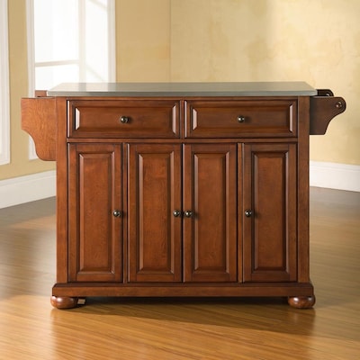 Crosley Furniture Brown Composite Base, Stainless Steel Top Kitchen Island