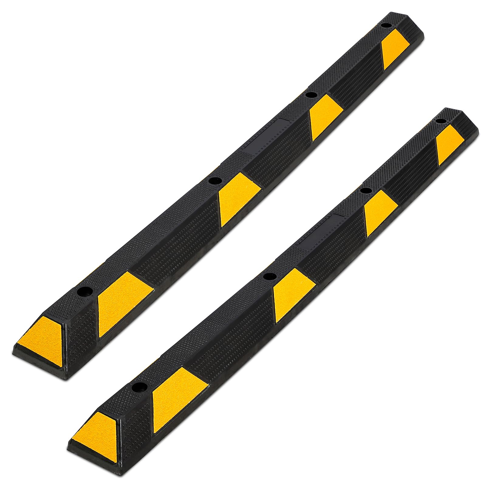 Garvee 2 Pack 72 Inch Heavy Duty Rubber Parking Curbs 55000 lb Capacity with Yellow Reflective Stripes for Garage Driveway and Parking Lot