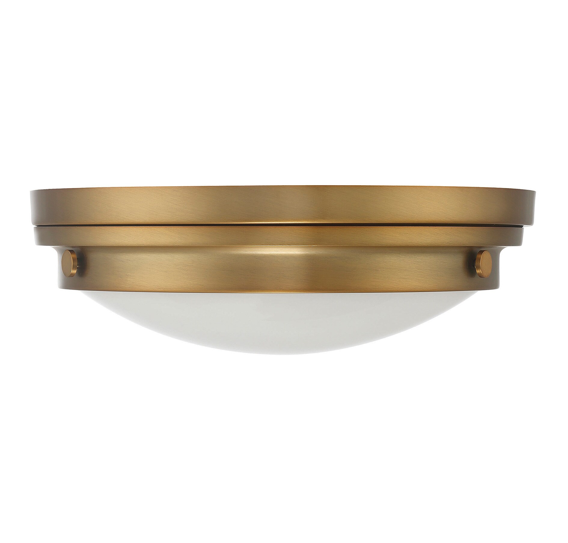 Warm Brass 3-Light Flush Mount with White Glass Shade
