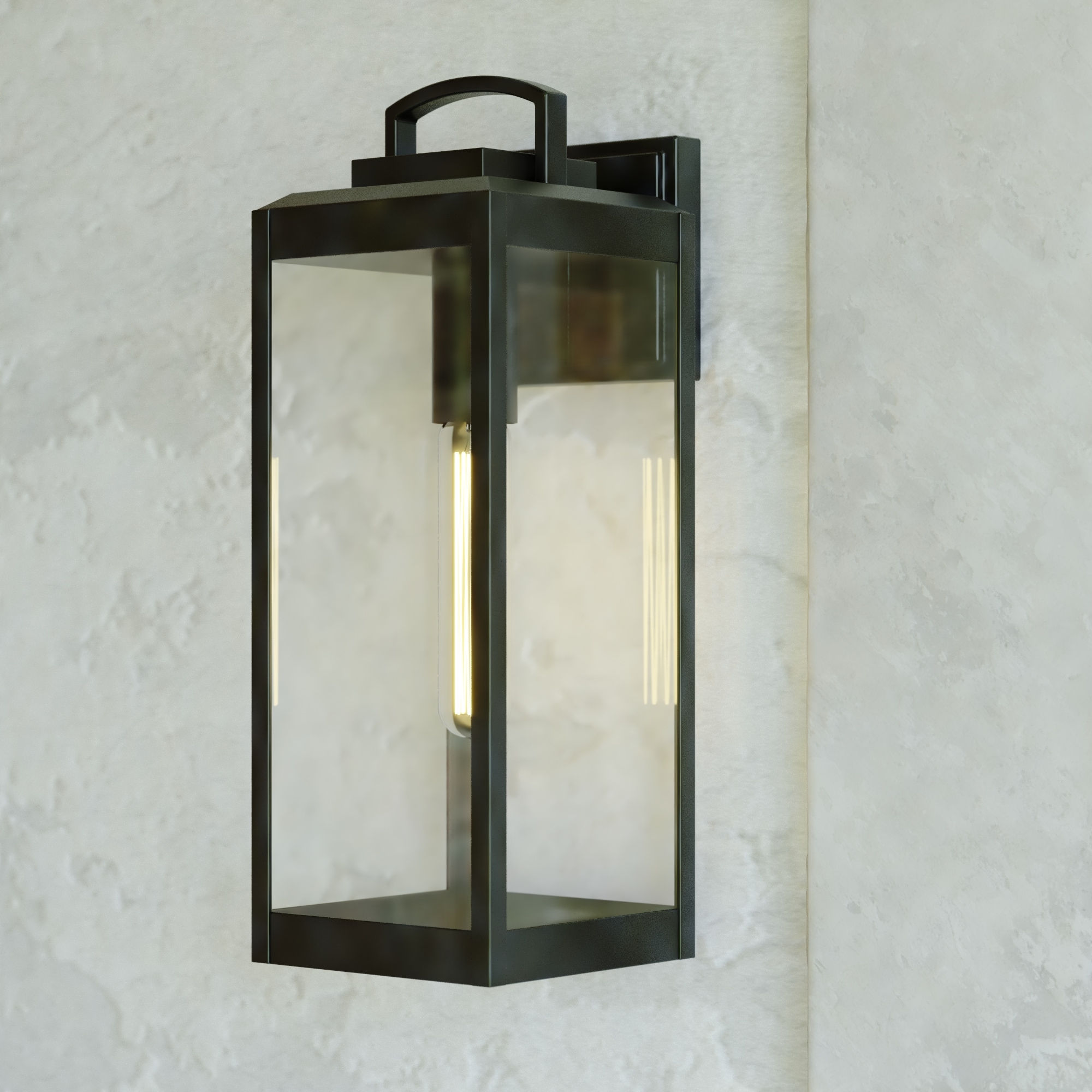 Cascadia T0645 Kinzie 1 -Light 19-in H Matte Black Hardwired Dusk to Dawn Outdoor Wall Light
