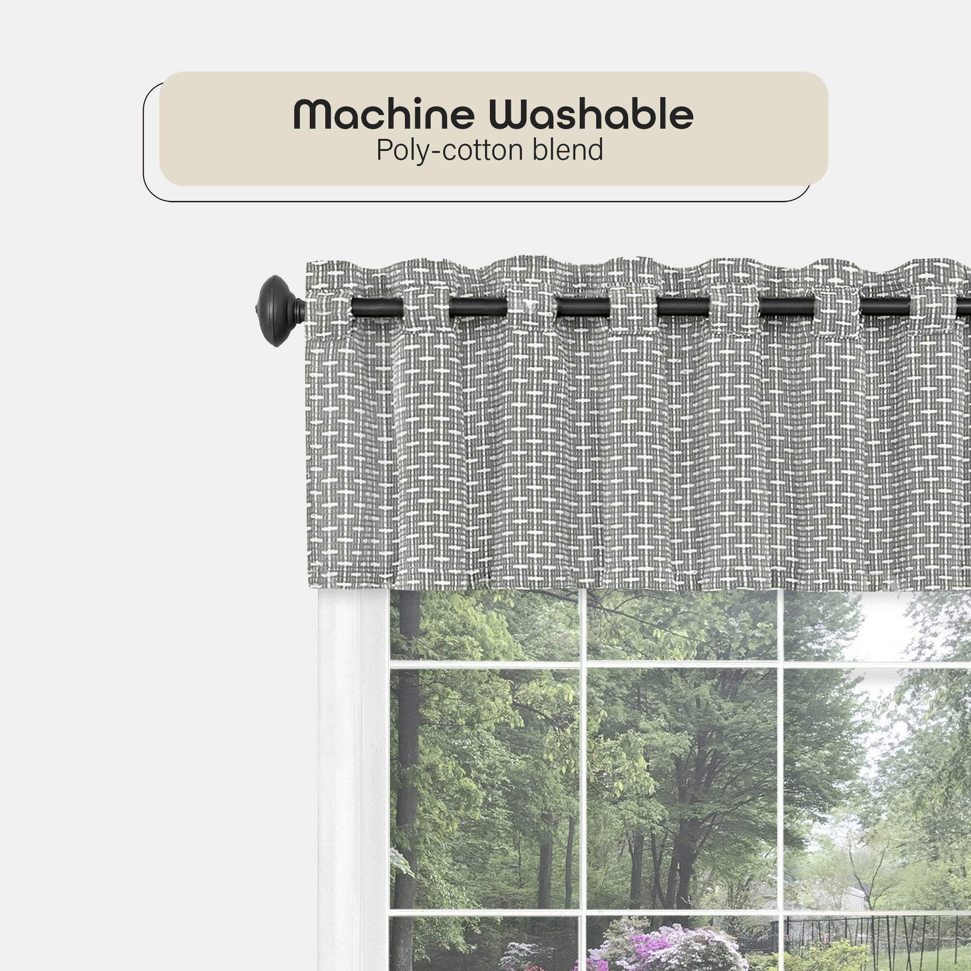 Gray Textured Light Filtering Rod Pocket Valance, 58" x 13"