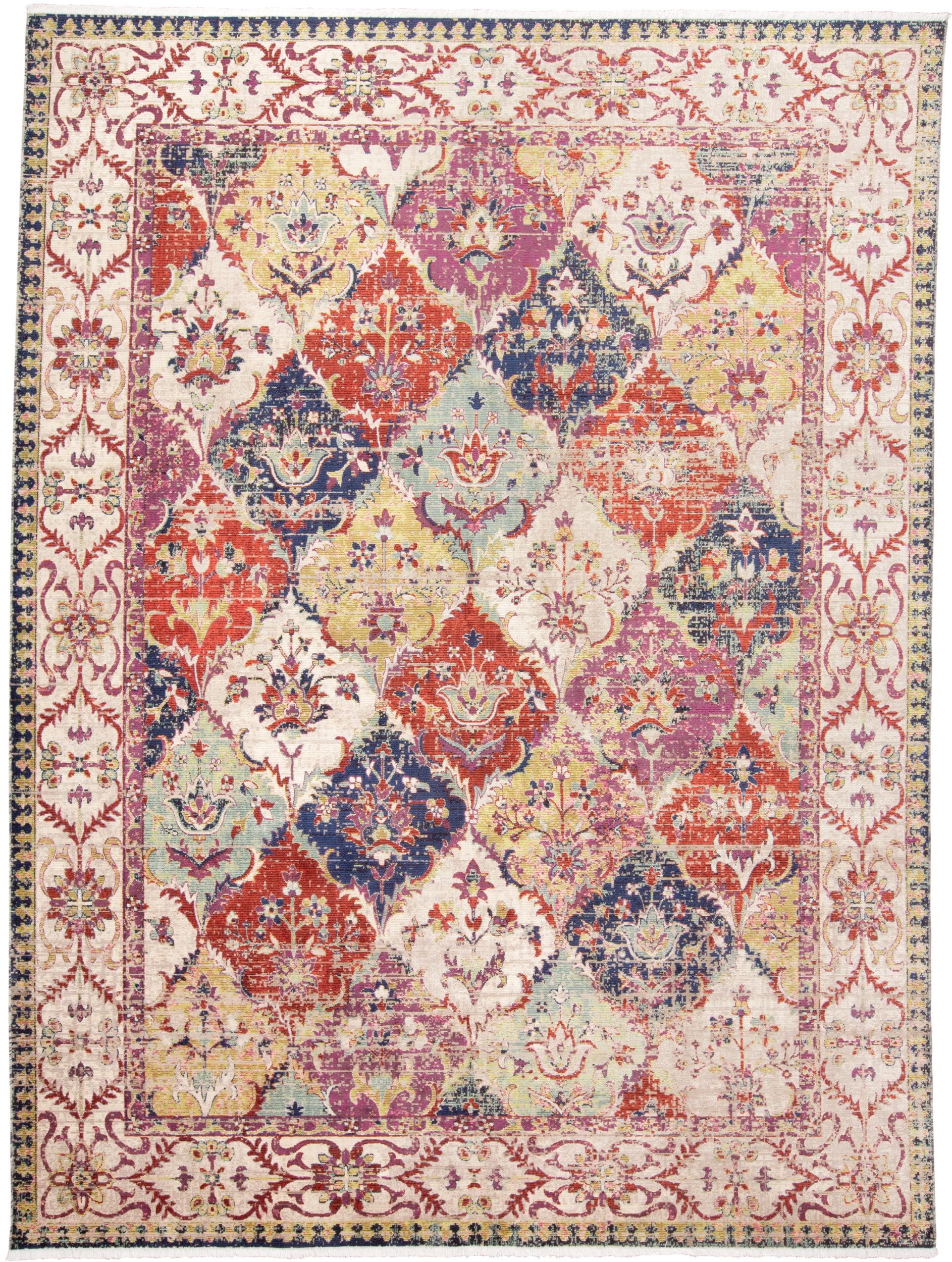 Room Envy 865R3882REDMLTF75 8 x 10 (ft) Loomed Rayon Red/Ivory/Blue Rectangular Indoor Floral/Botanical Area rug
