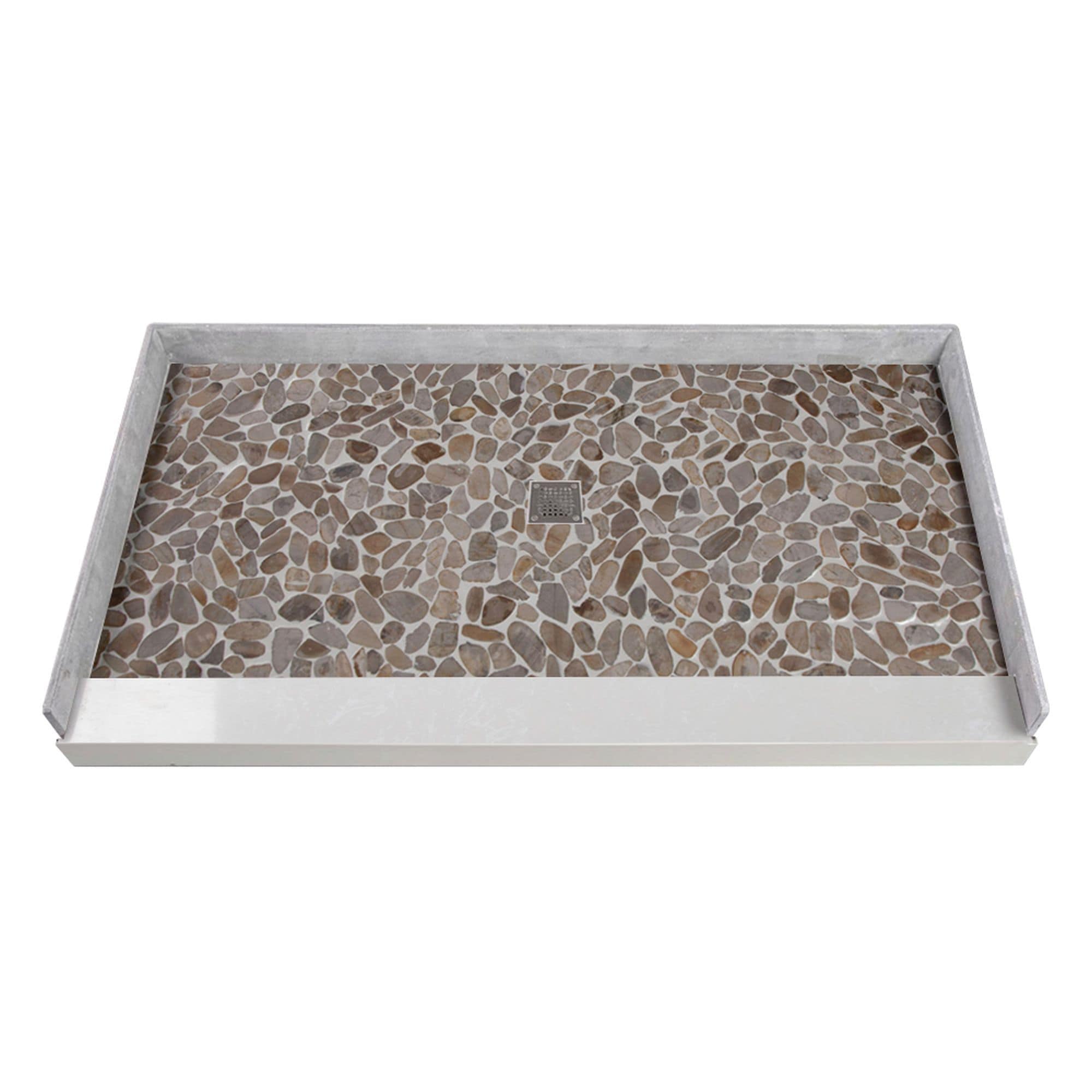Transolid FPT6032C-PC 32-in W x 60-in L Center Pebble Crème Single Threshold Rectangle Shower Pan Base with 3.5-in H Threshold