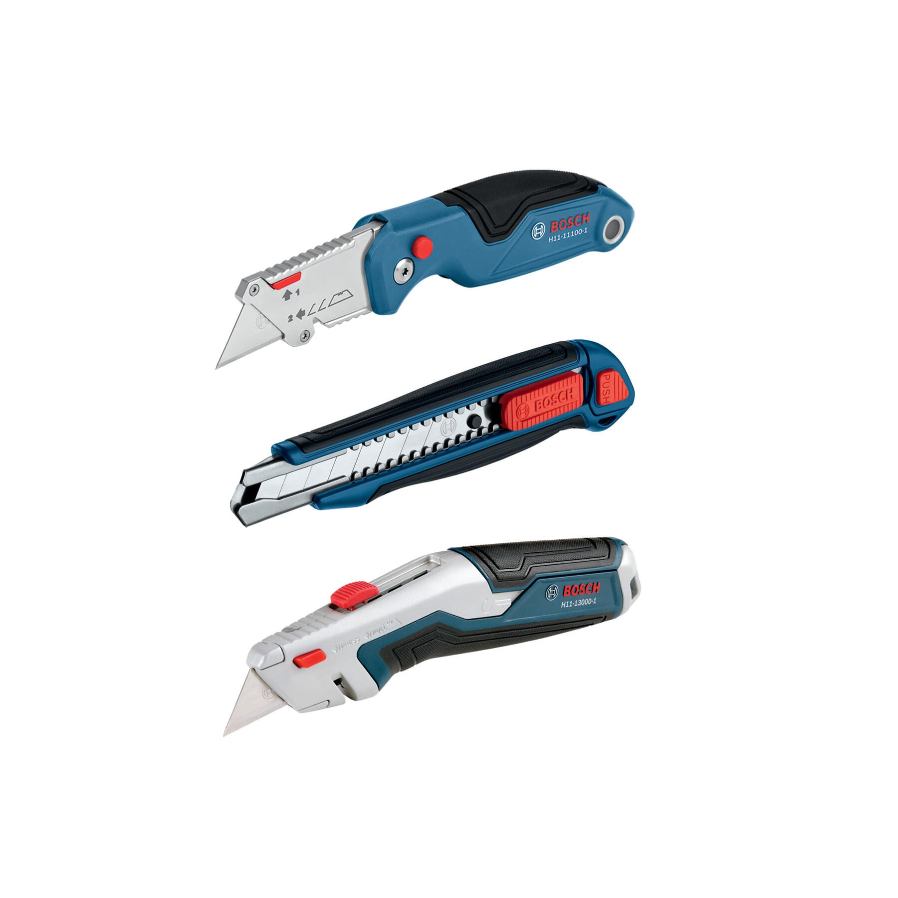 Bosch H11-14200-1 17.5mm 3 -Blade Folding Retractable Utility Knife with On Tool Blade Storage ( Snap-Off Blade )