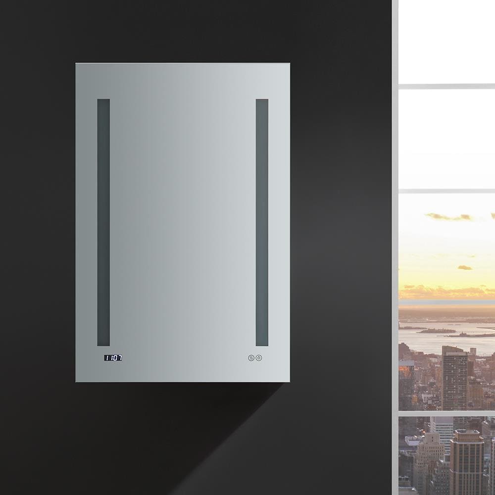 Elegant 24x36 Frameless LED Mirrored Medicine Cabinet with Digital Clock