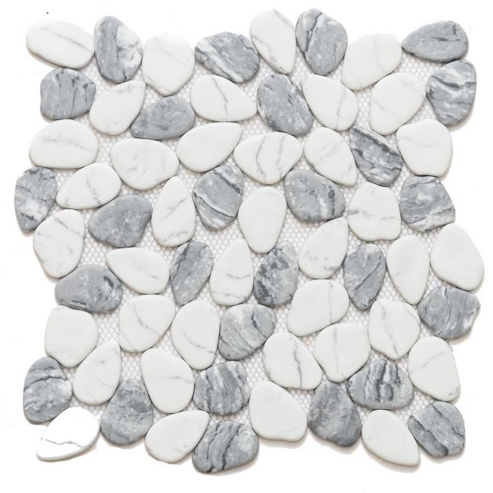 The Tile Life SRIVEPEBBBD Sample - Recycled Cenote Pebble Blend 4-in x 4-in Matte Glass Stone look Floor and Wall Tile
