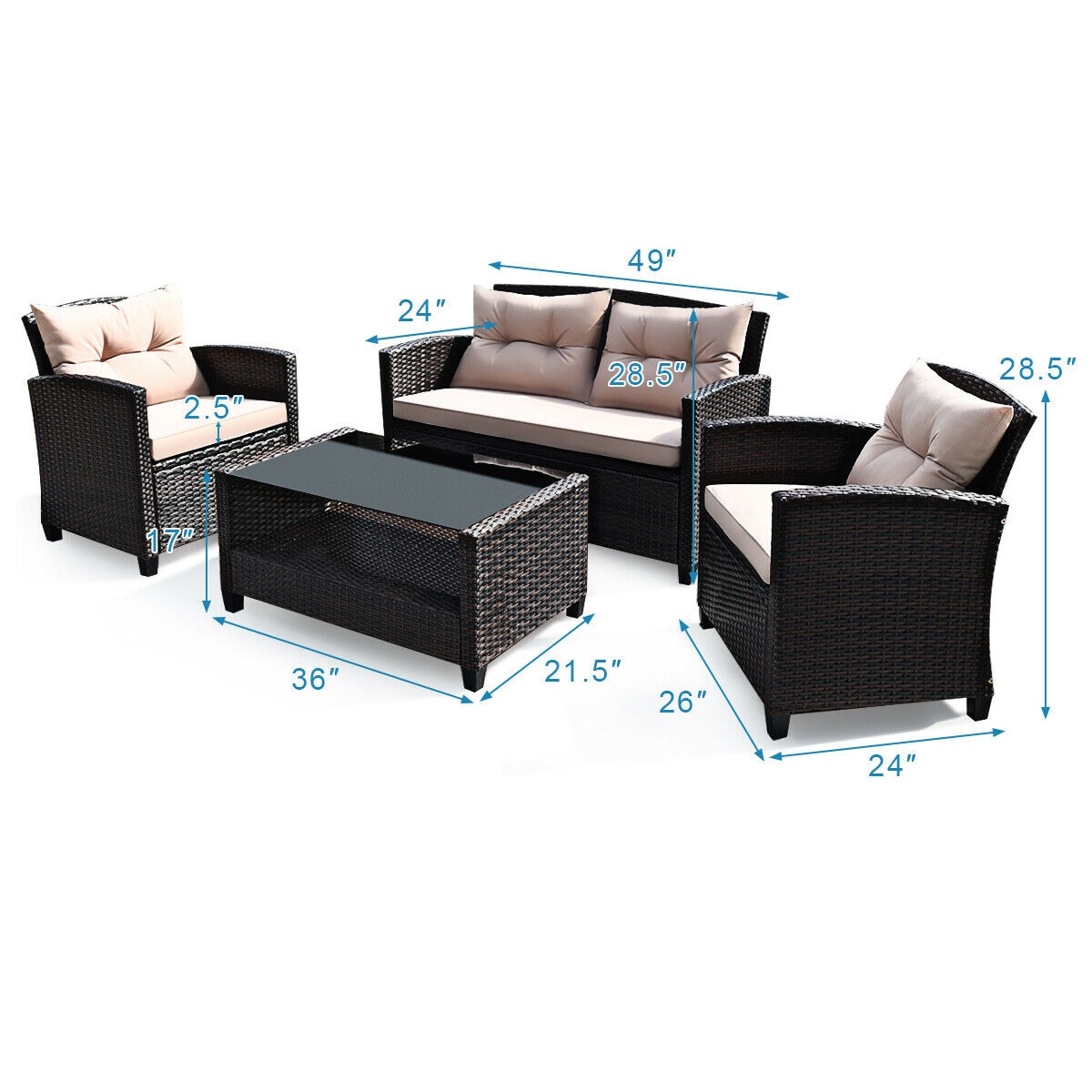 Clihome CWCH-HW66742+ Patio-Conversation-Sets - View #3