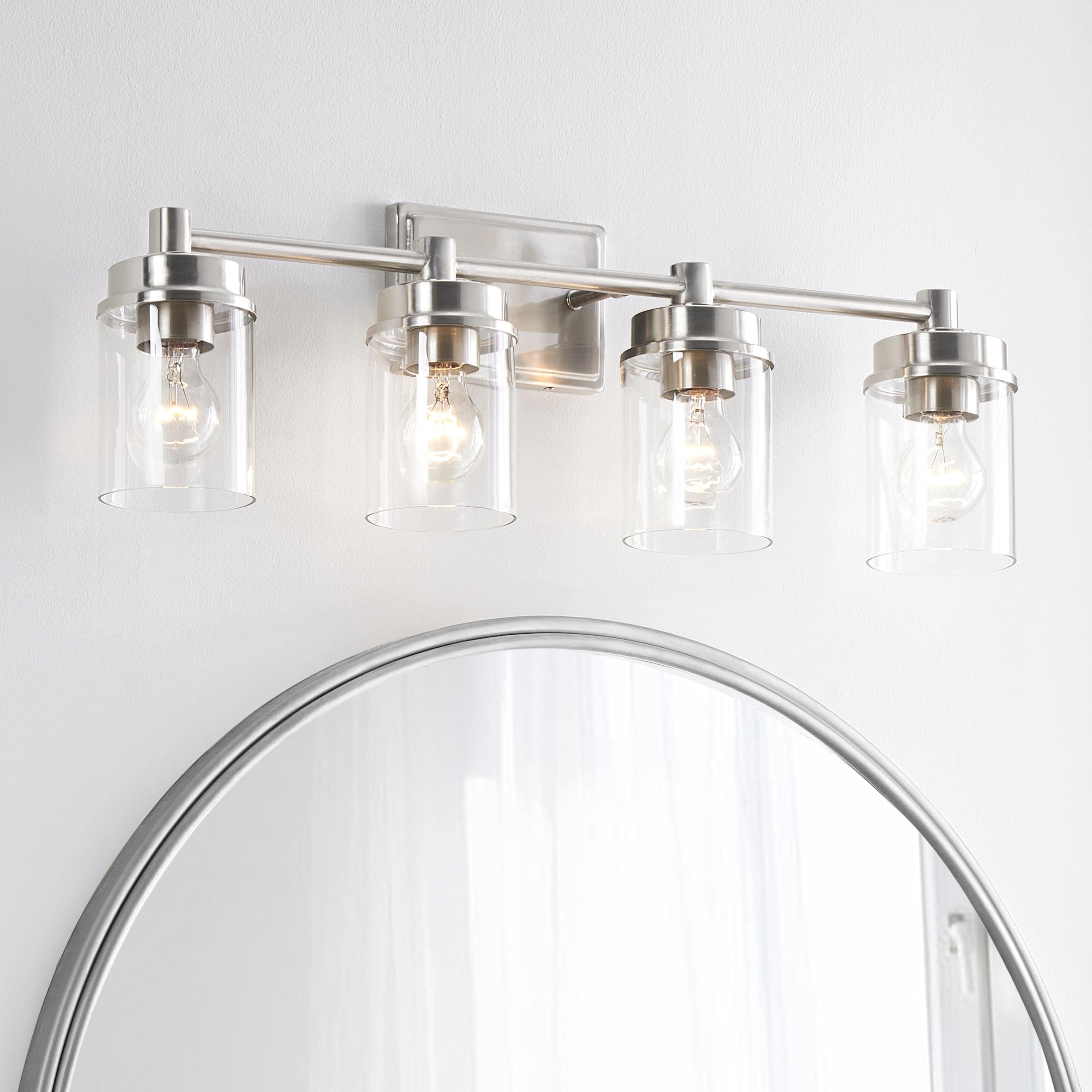 KAWOTI 21236 Clayton 29.75-in 4 -Light Brushed Nickel Industrial Vanity light