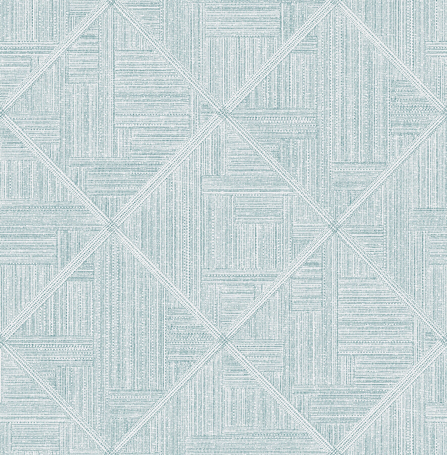Scott Living 2975-26210 56.4-Sq. Feet Teal Non-woven Textured Geometric 3D Unpasted Wallpaper