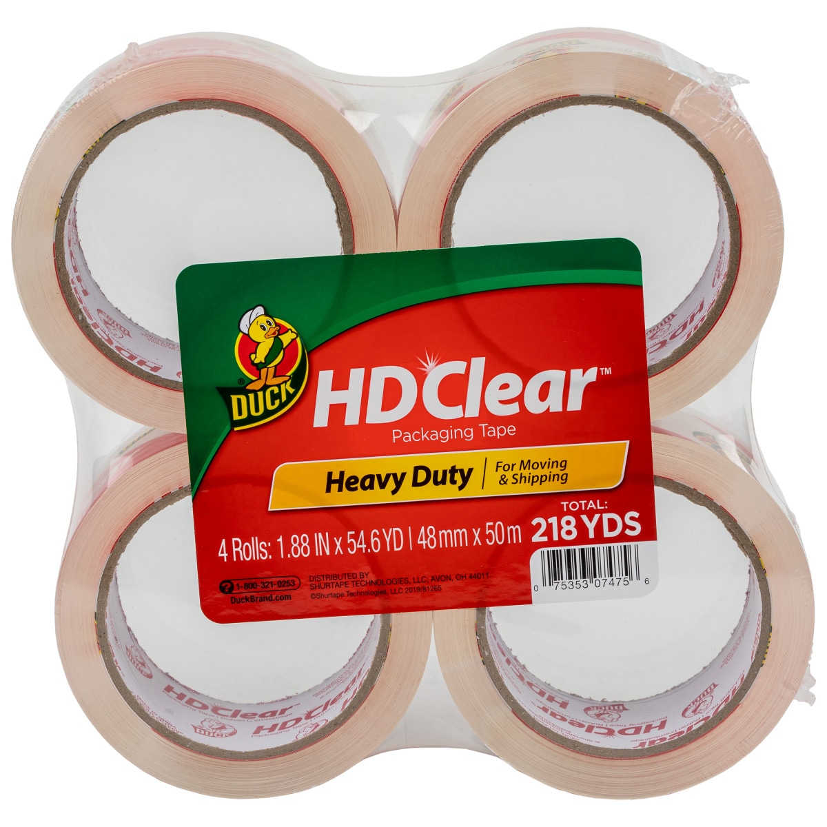 Duck 4 -Pack 1.88-in x 54.6-yd HD Clear Heavy Duty Packing Tape Packaging tape #240378