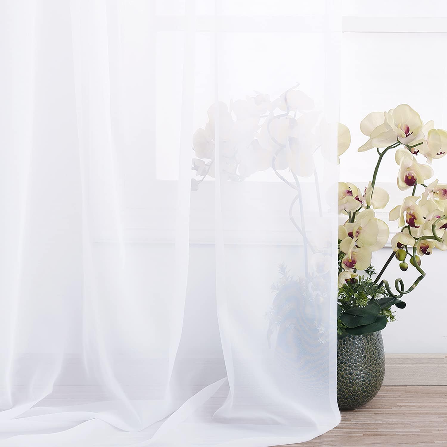 Etokfoks Sheer Canopy Bed Curtains Panels 216 Inches Home Decoration ...