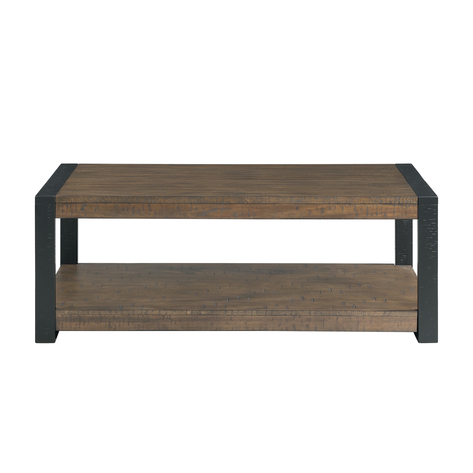 Enrico Rectangular Walnut Coffee Table with Black Metal Legs