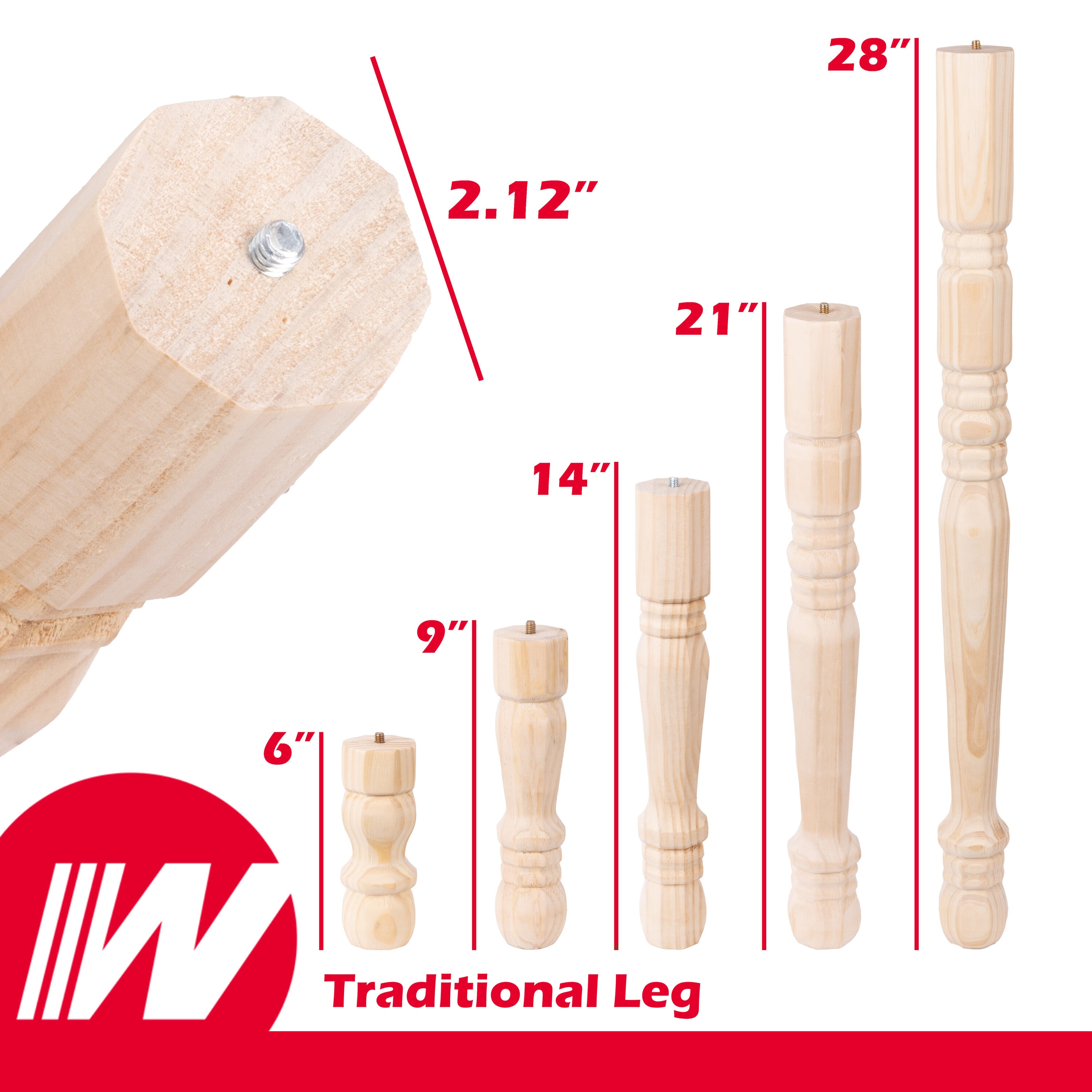 Waddell 2428 Wood-Table-Legs - View #4