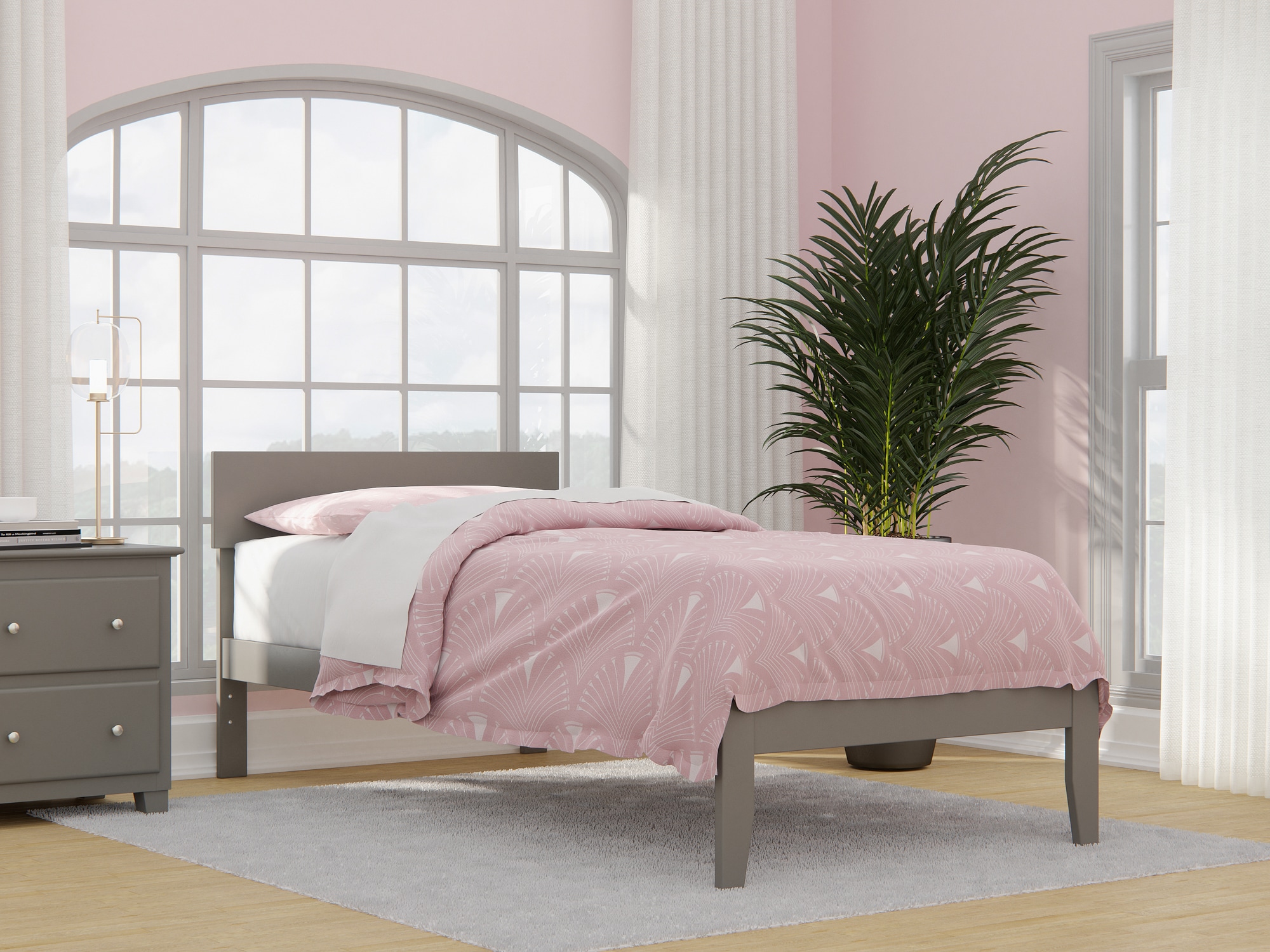 AFI Furnishings AG8110019 Boston Grey Twin extra long Wood Platform Bed