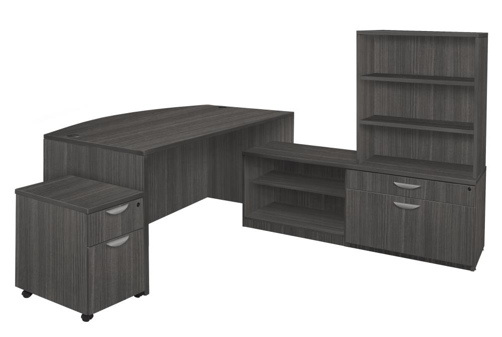 Regency LLDLCBFMPH7135AG Legacy 80-in Gray Modern/Contemporary L-shaped Desk Hutch Included