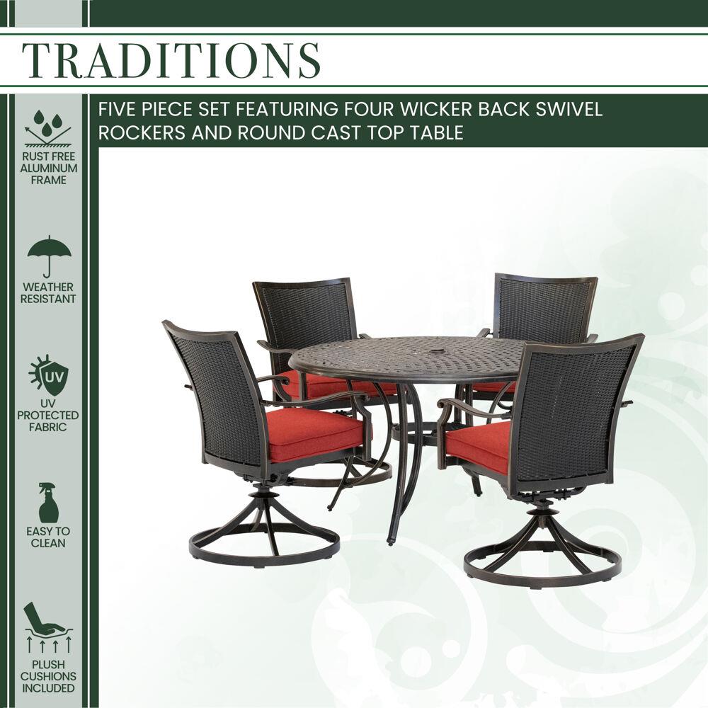 Hanover TRADDNWB5PCSWC-RED Patio-Dining-Sets - View #2