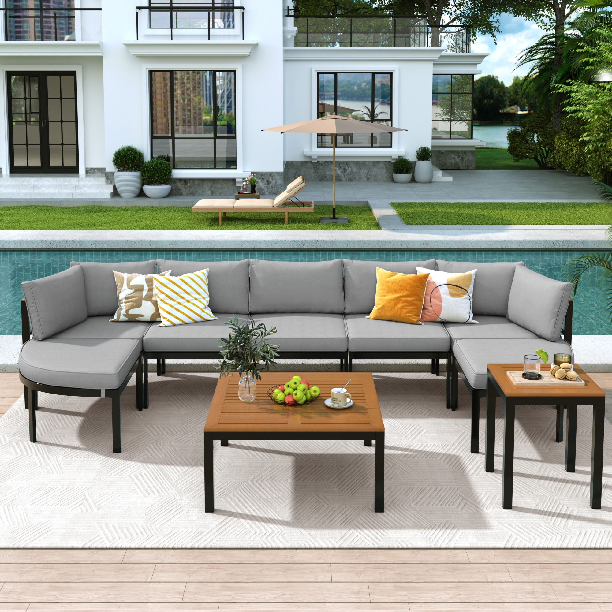 SINOFURN SYA330108GY Patio-Sofas-Daybeds - View #2