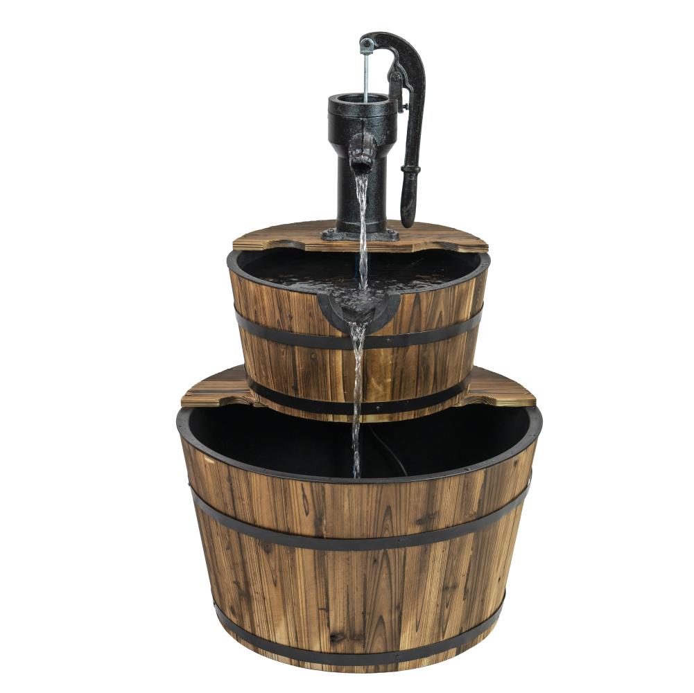 Patio Premier 24-in H Wood Tiered Outdoor Fountain Pump Included in the ...