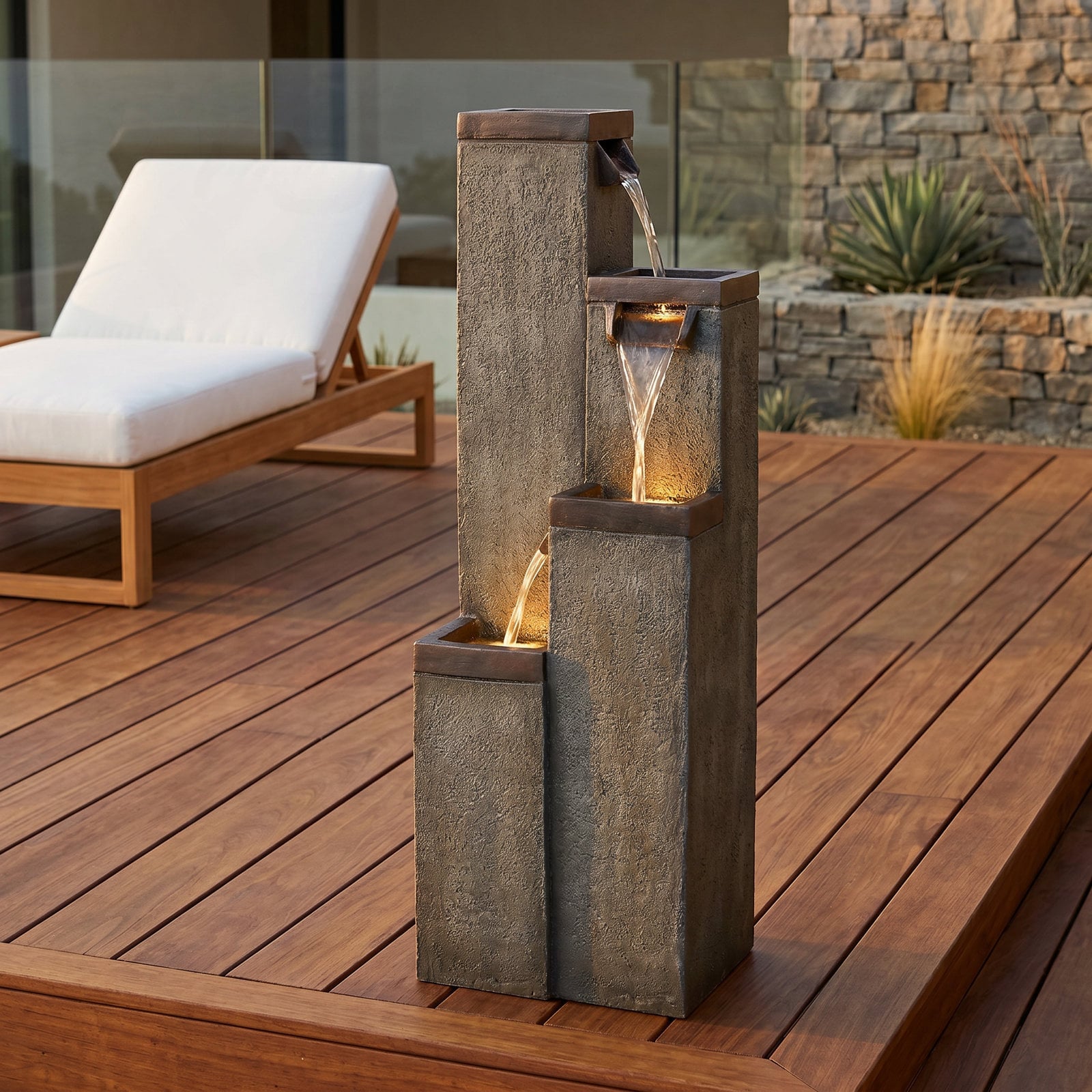 SunJet - Indoor Outdoor Water Fountain Floor Resin Design for Everyday Home Garden Patio Yard Dec...